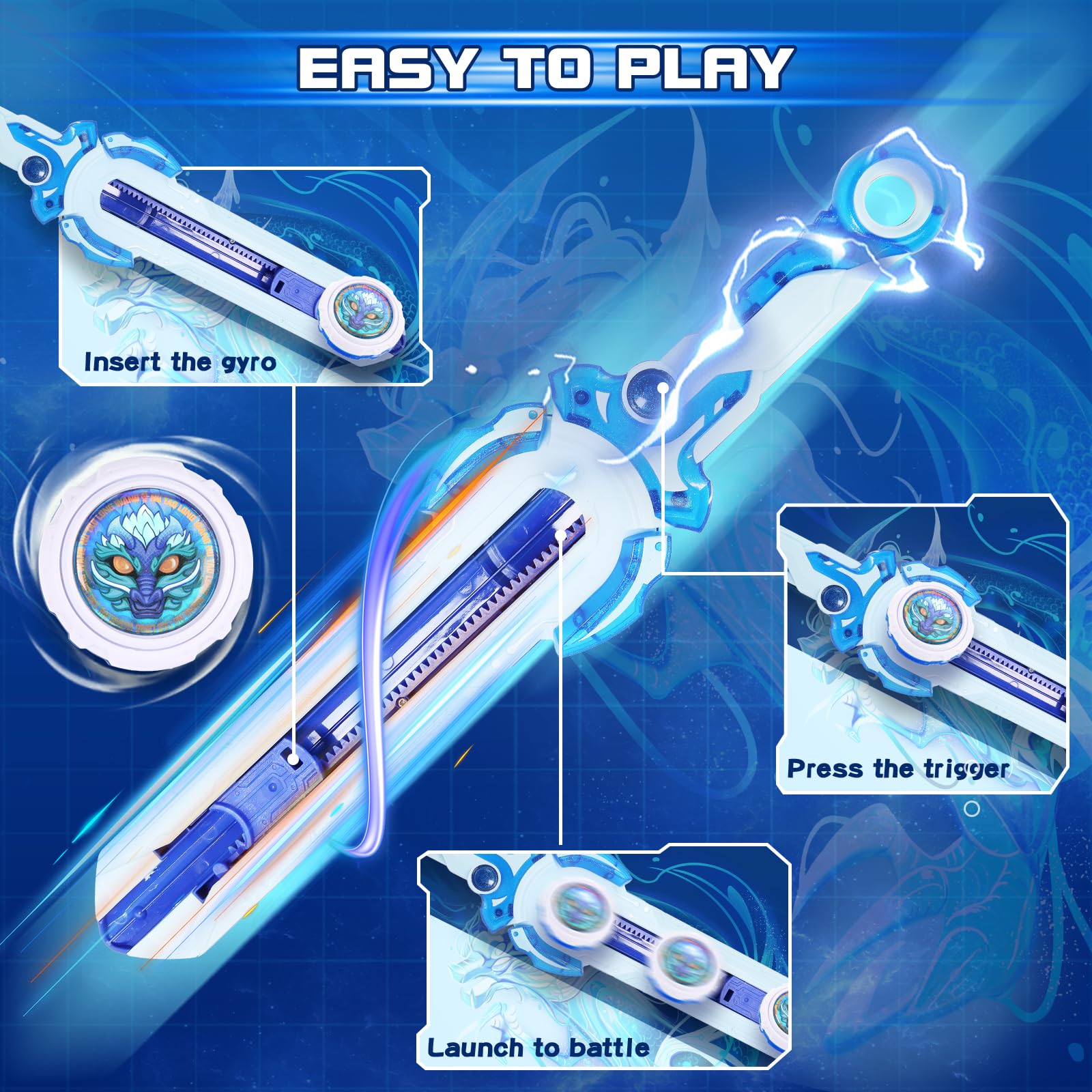 **INFINITY NADO Battle Toys Set - Spinning Top & Sword Launcher for Kids Ages 5-12 | Mini Battle Sword Toys for Boys & Girls | Perfect for Indoor & Outdoor Play, Birthday Gifts & Party Favors (Blue)**