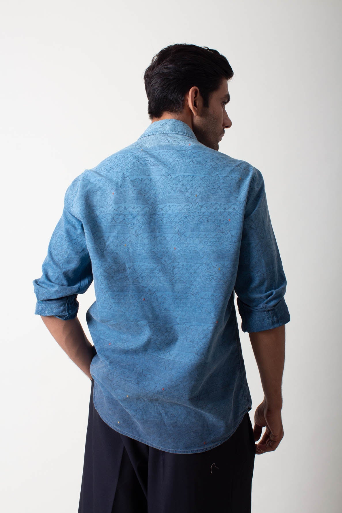 Handmade Classic Cotton Shirt - Navy Ombre Handwoven for Men & Women | Perfect for Casual Wear, Office & Outdoor Activities