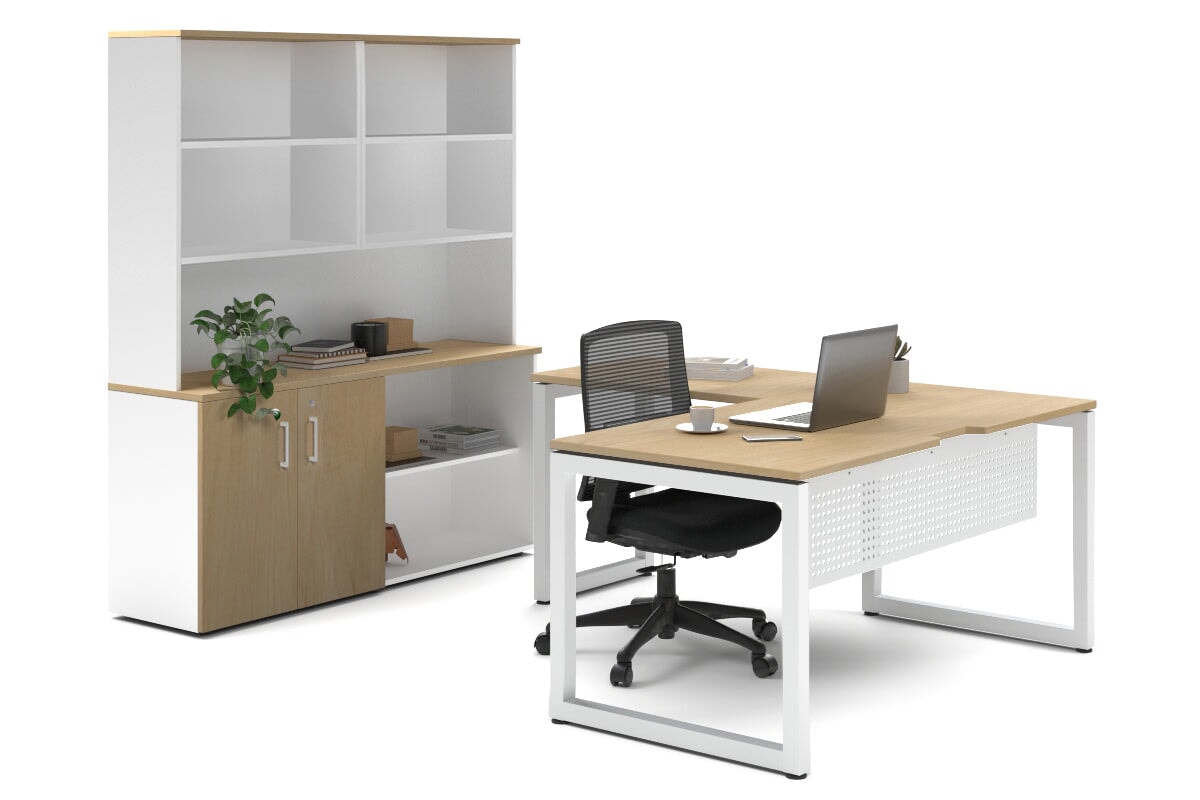 Premium L-Shaped Executive Desk with Quadro Loop Legs - White Finish [1800L x 1800W with Cable Management Scallop] - Perfect for Home Office & Corporate Workspaces