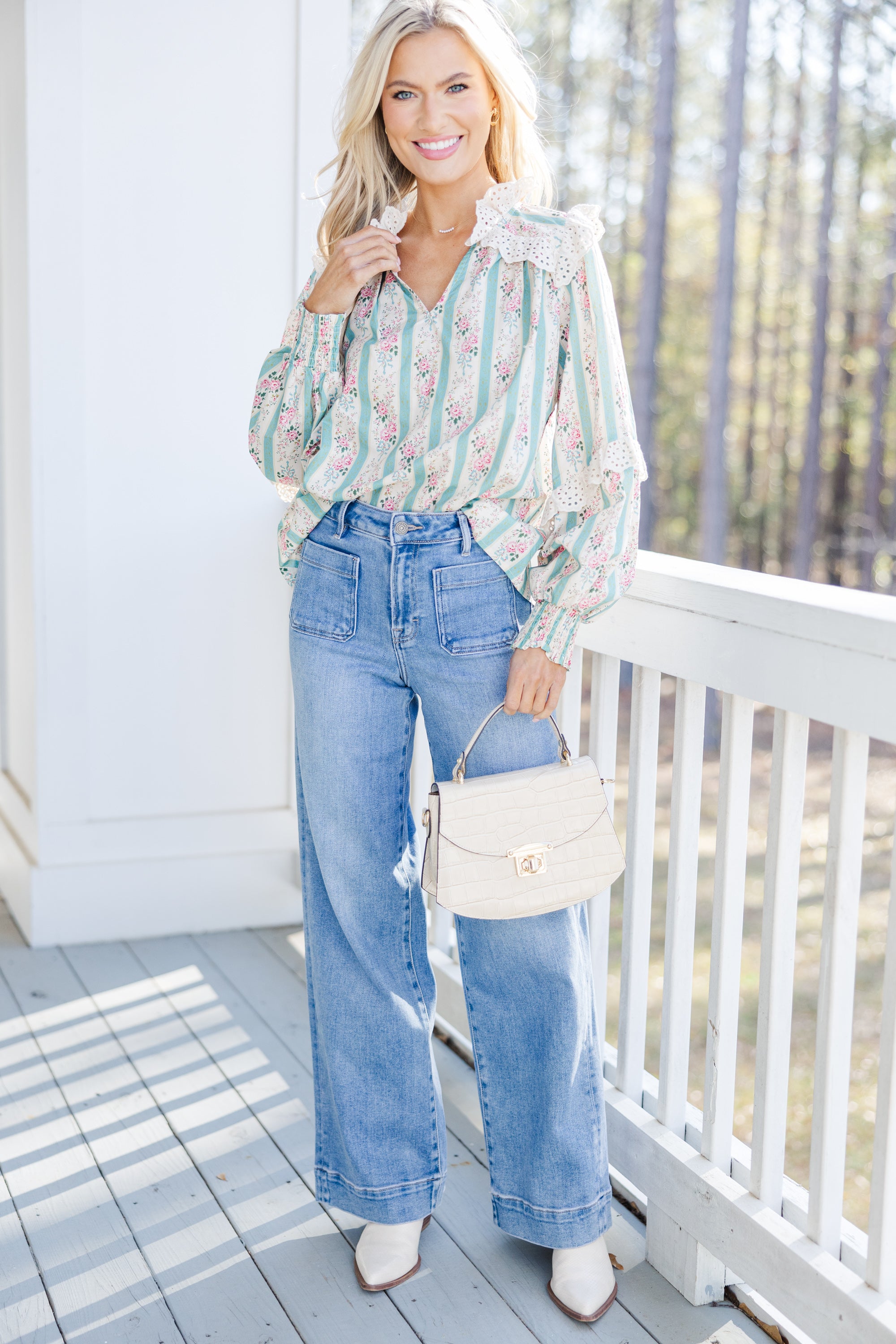 Always Out Green Floral Blouse - Women's Elegant Spring Summer Tops for Office, Party & Casual Wear