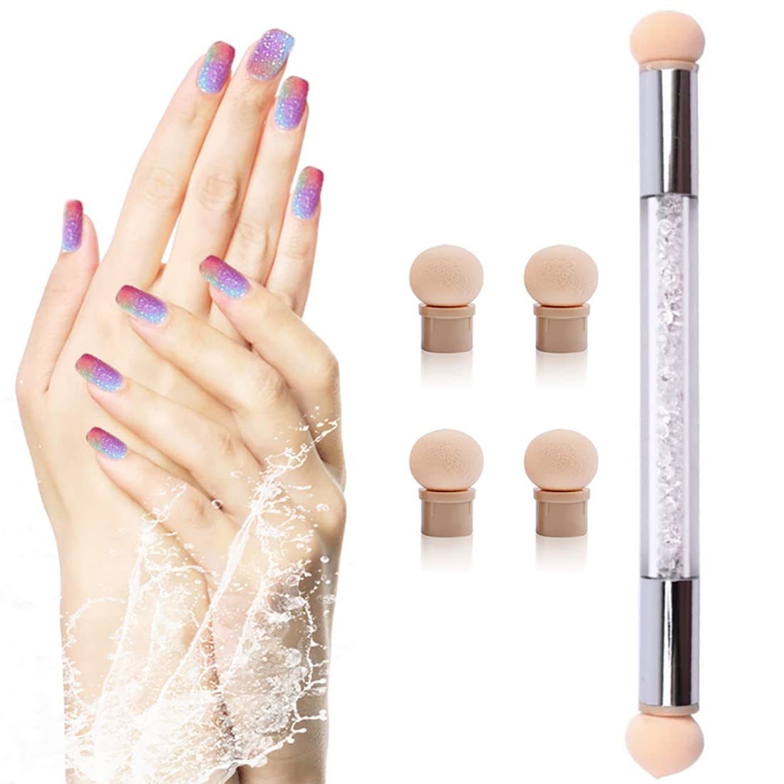 5pcs Ombre Nail Brush Set for Gradient & French Tips - Nail Art Tools with Sponge Heads