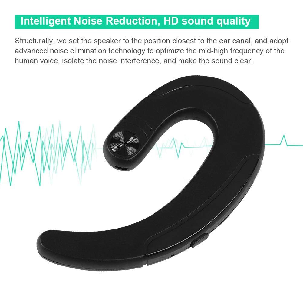 Wireless Bluetooth Headphones with Microphone - Noise Cancelling Stereo Ear Hook Headset, HD Sound Quality (Black) - Perfect for Workouts, Running, Commuting & Hands-Free Calls