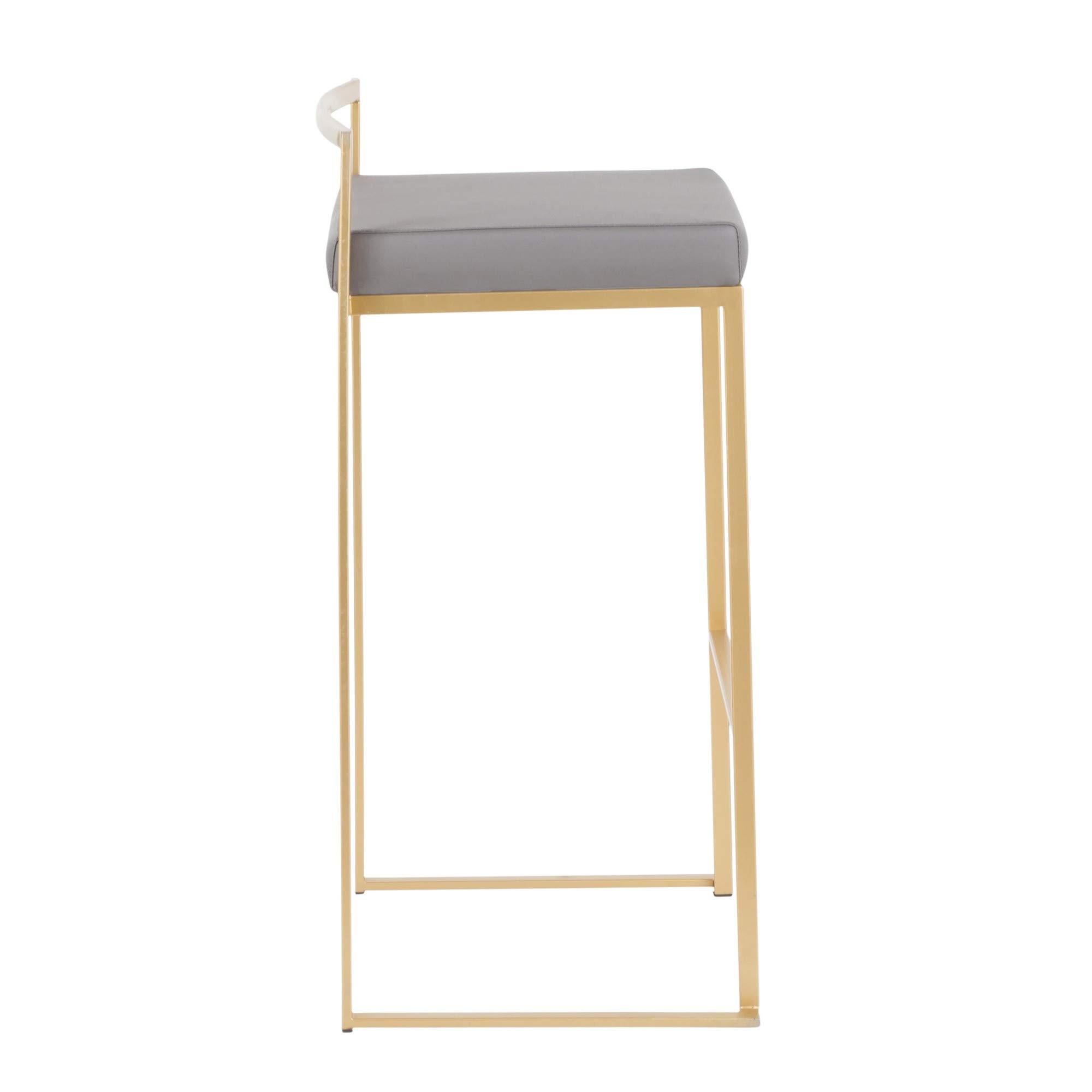 Fuji Stacker Bar Stool Set of 2 - Modern Adjustable Height Bar Chairs for Kitchen Island, Home Bar & Restaurant Counter - Durable & Comfortable Bar Stools for Indoor & Outdoor Use