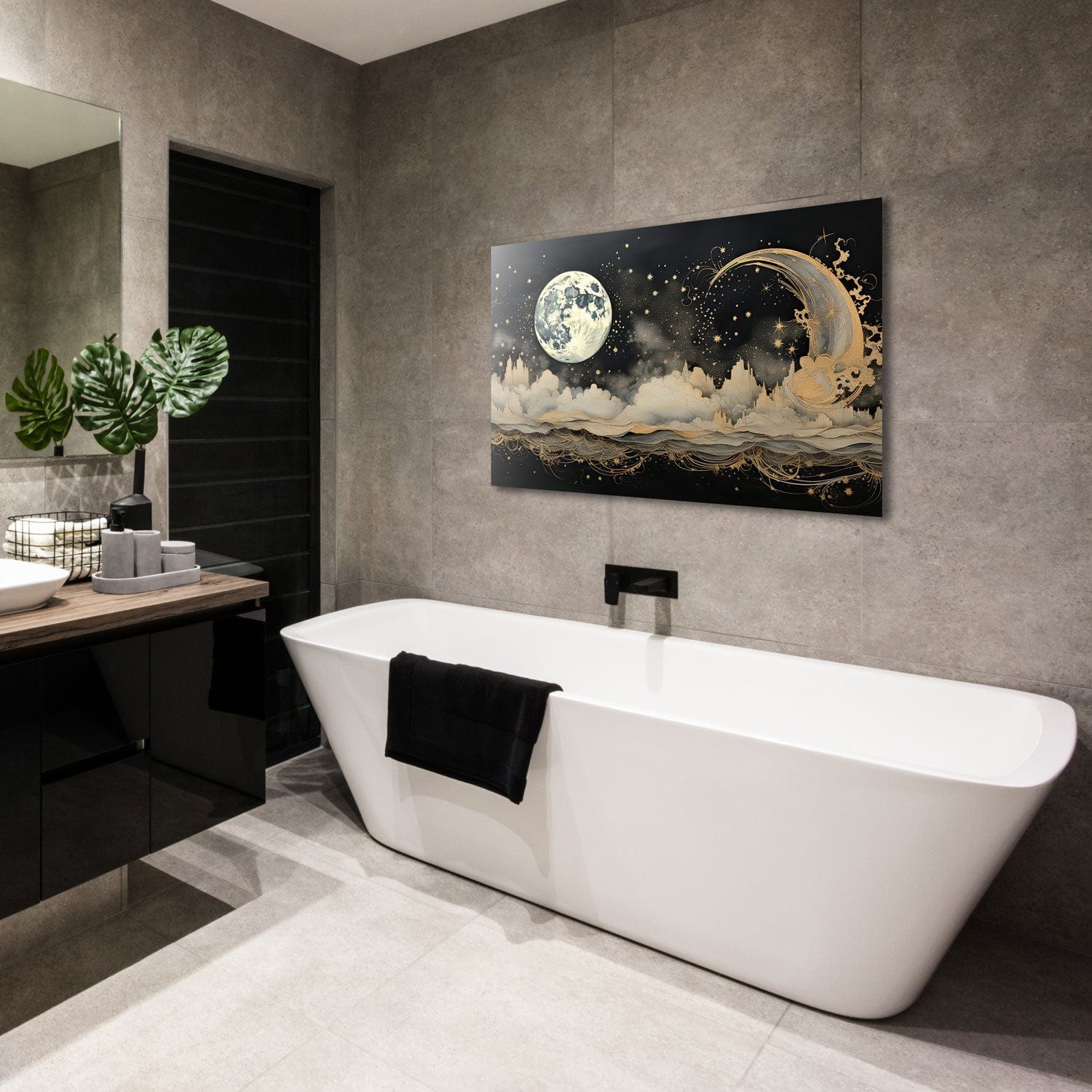 Moonlight Tempered Glass Wall Art - Elegant Illustrated Home Decor for Living Room, Bedroom & Office