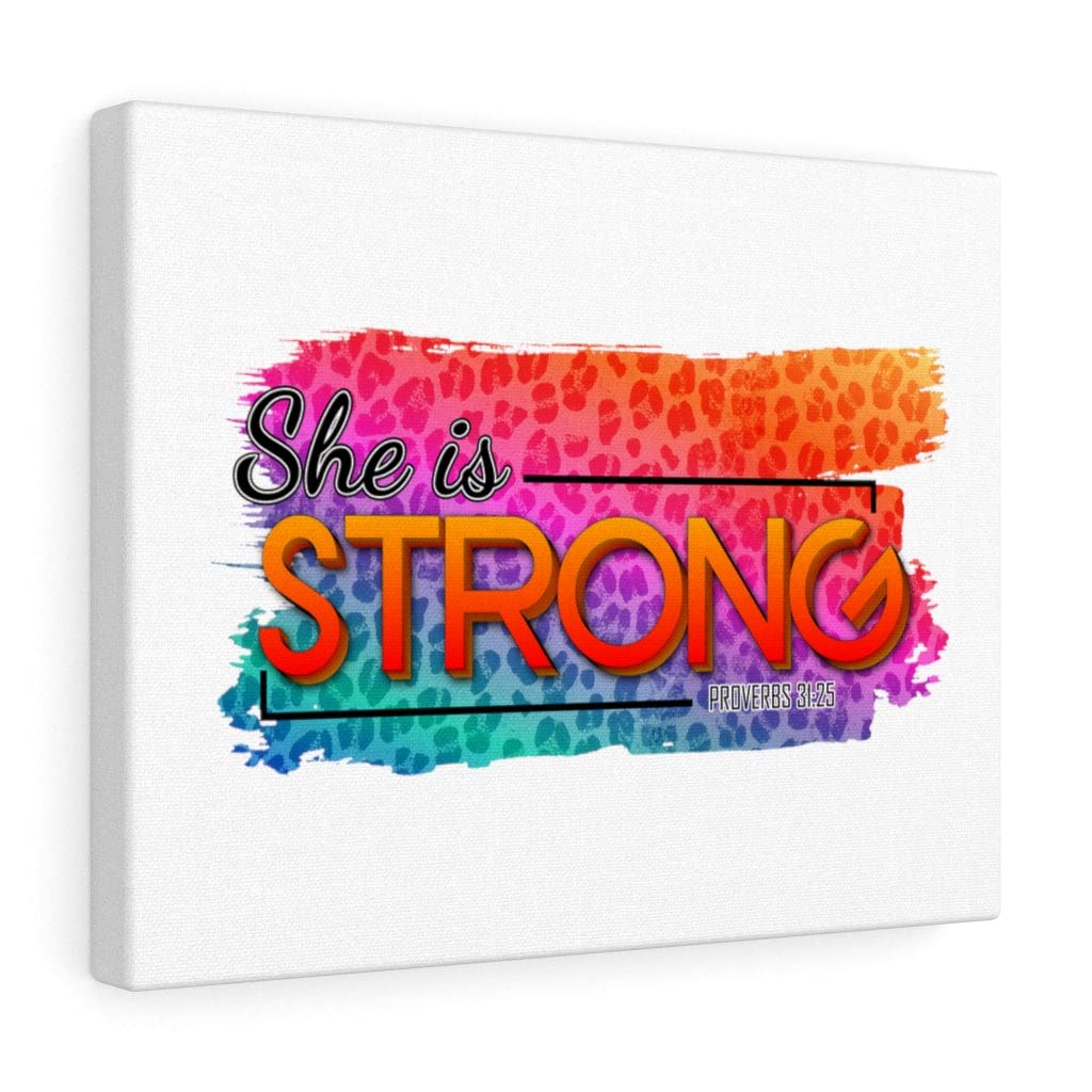 Proverbs 31:25 Bible Verse Wall Art - 'She is Strong' Christian Scripture Print - Ready to Hang Inspirational Home Decor for Bedroom, Living Room & Church