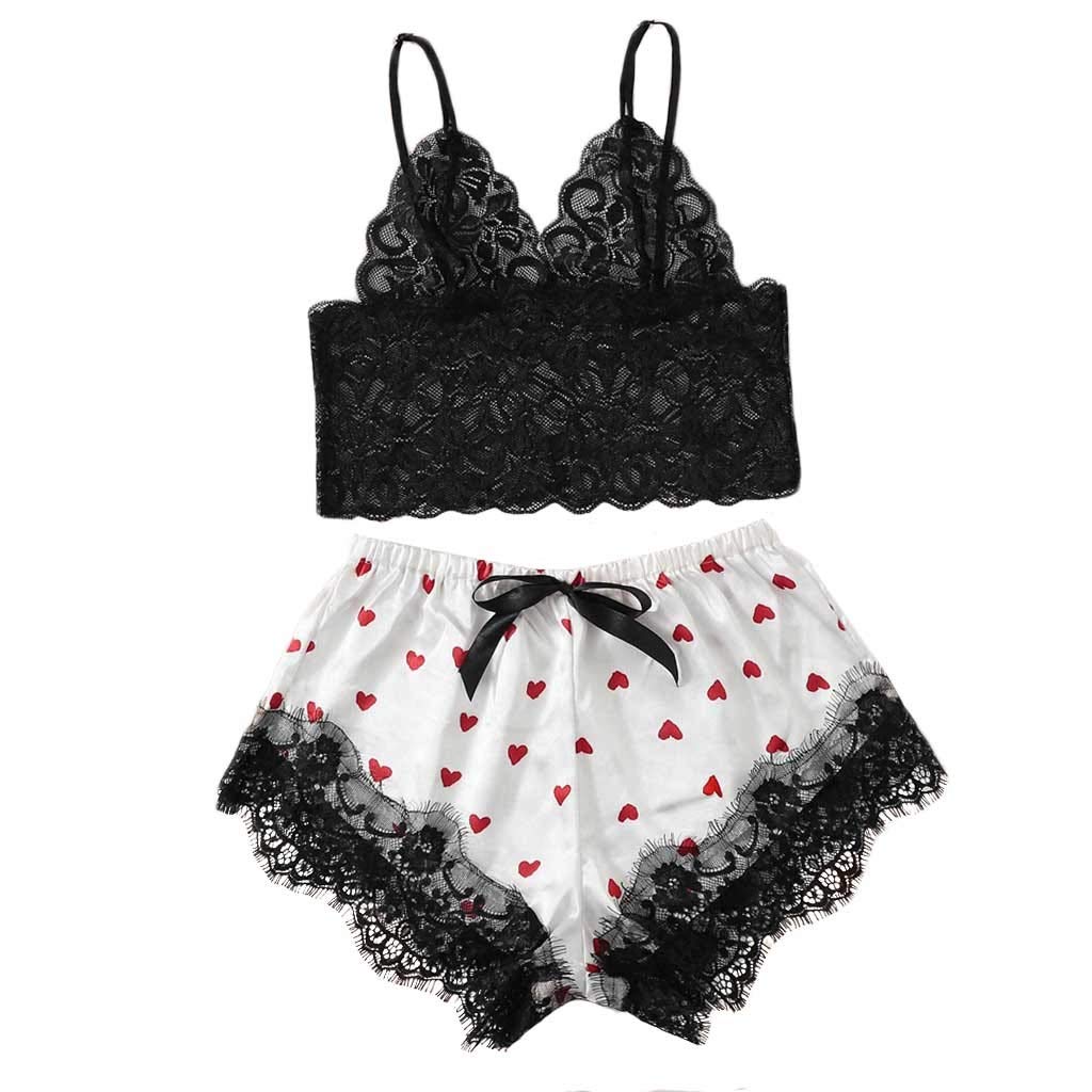 Sexy Lingerie Set for Women - High Waist Bra & Lace Panty with Strappy Babydoll Bodysuit - Black Lace Underwear for Date Night & Romantic Occasions