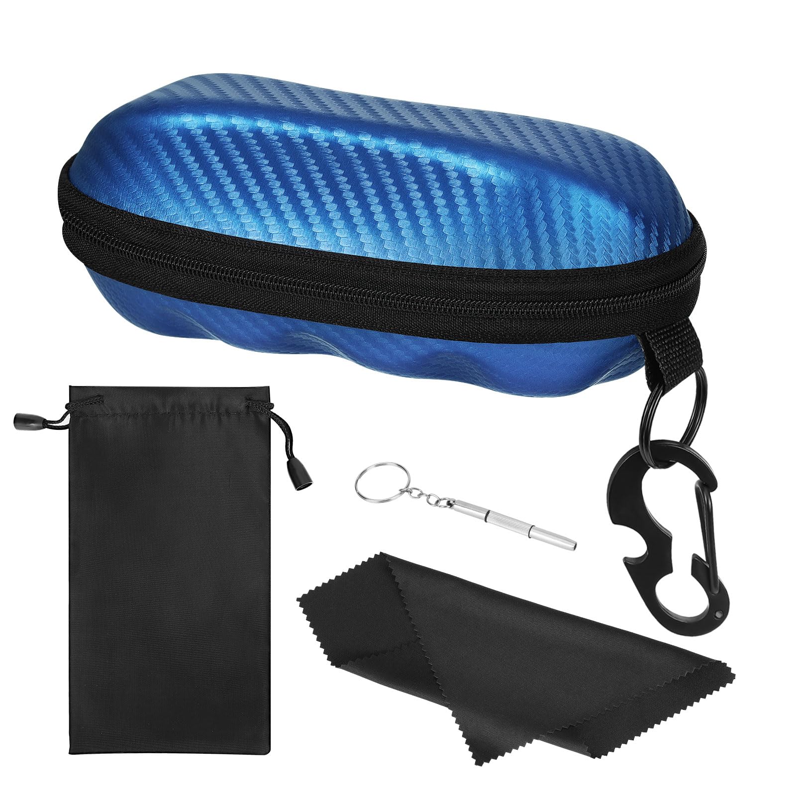 MoKo Semi Hard Shell Sunglasses Case - Protective Eyeglass Holder with Metal Hook for Men & Women | Travel, Outdoor, Daily Use Accessories