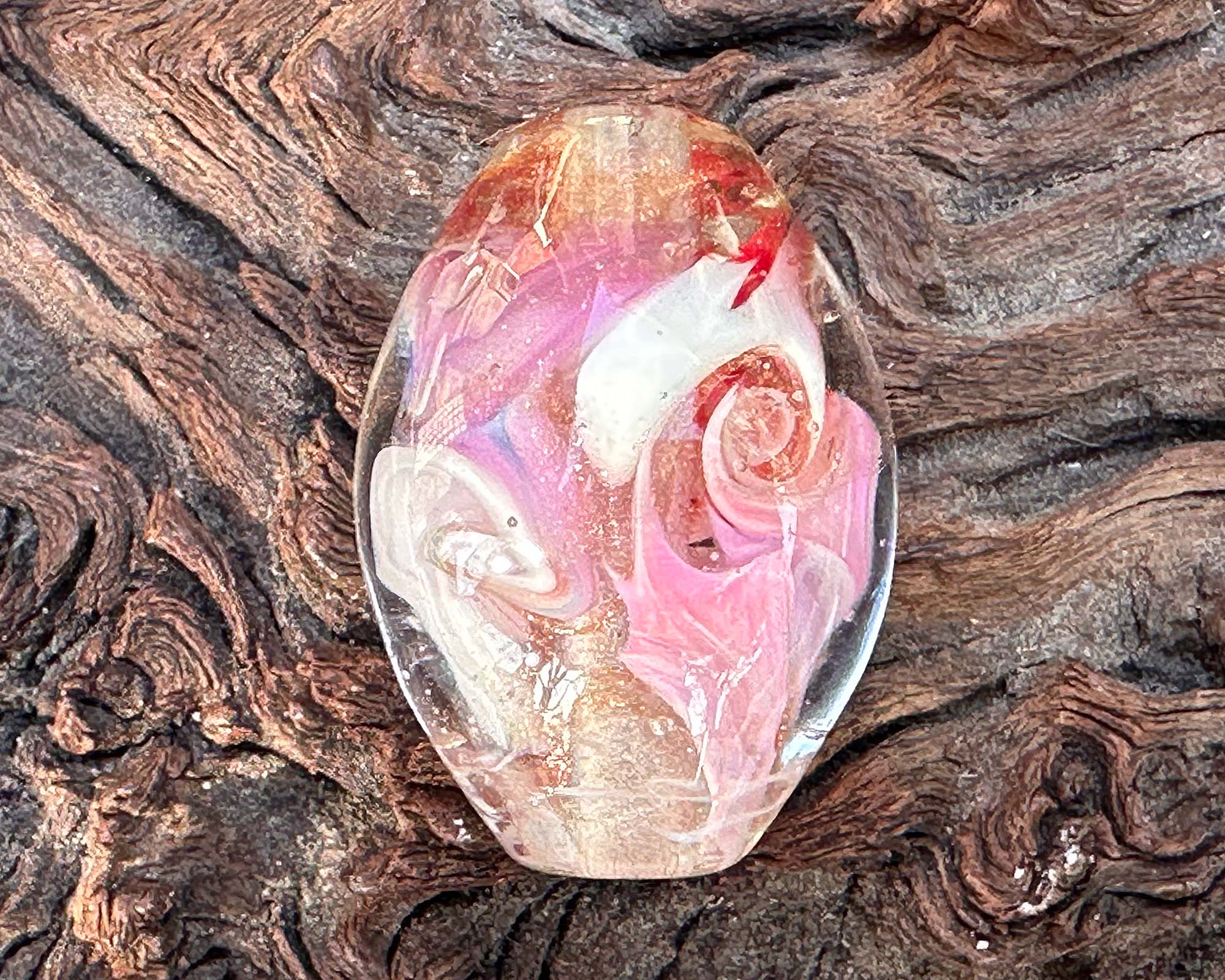 Valentine Swirl Lampwork Glass Focal Bead - Handmade SRA Artisan Bead for Jewelry Making, DIY Crafts, Necklace & Bracelet Designs - Perfect for Valentine's Day Gifts & Romantic Jewelry Projects