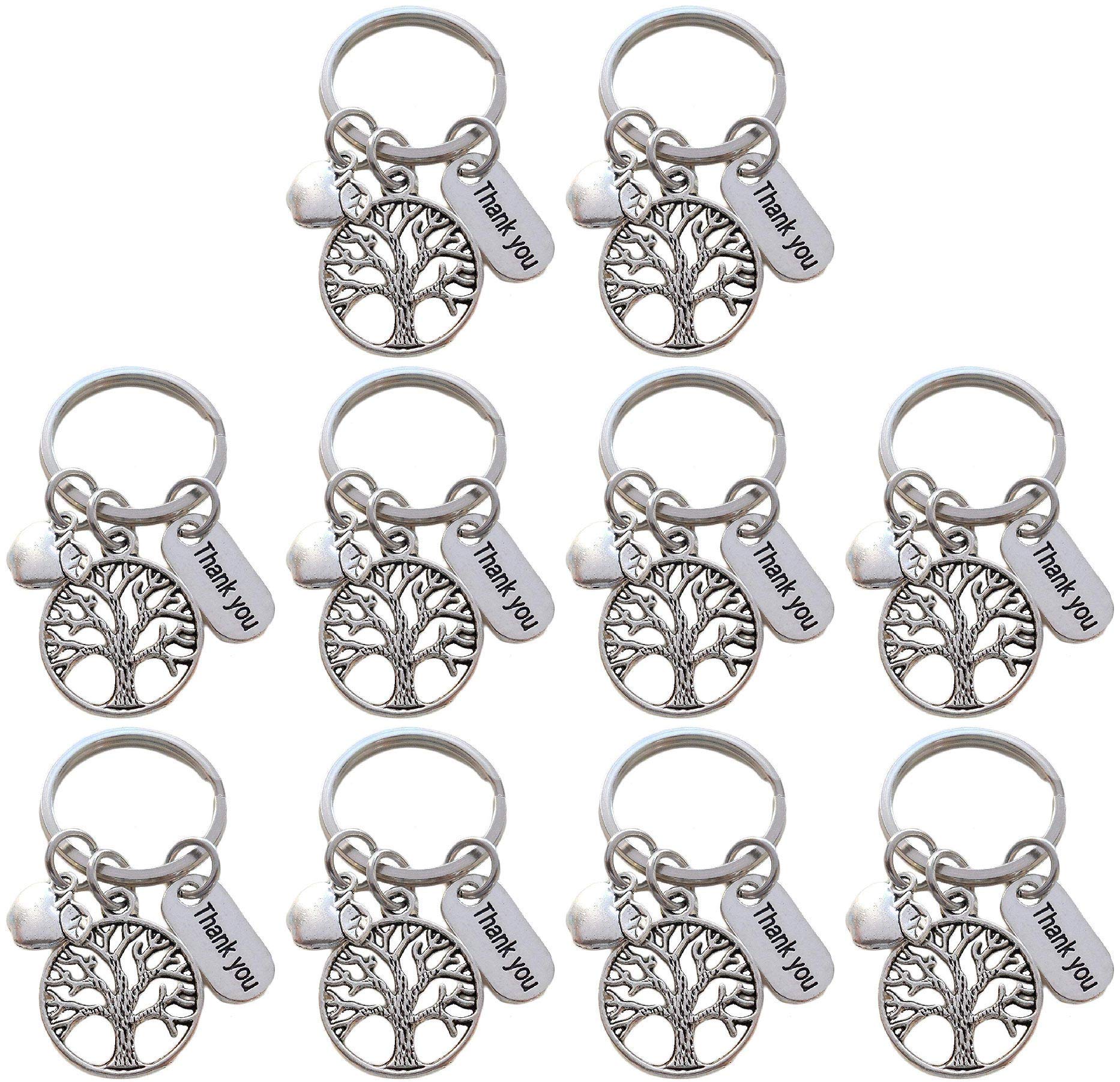 Small Tree Keychain - Appreciation Gift with Apple Charm - Thank You Token for Teachers, Mentors & Friends - Perfect for Graduation, Thank You Gifts & Daily Use
