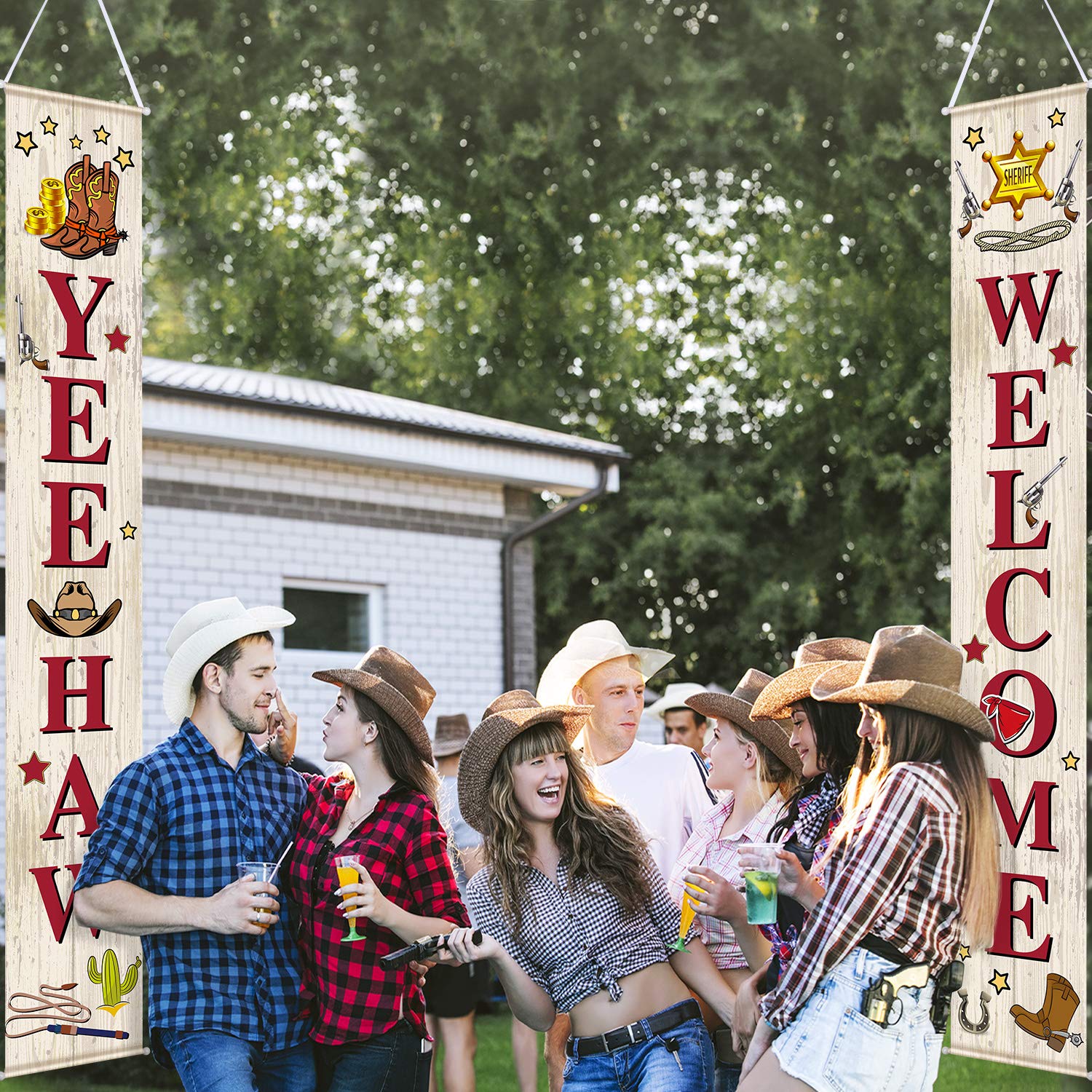 Blulu Western Cowboy Party Decorations Set - Wild West Party Favors, Yee Haw Welcome Banner & Porch Sign for Cowboy Birthday, Rodeo, Themed Events - Perfect for Western Home Decor, Barn Weddings, and Country-Themed Parties