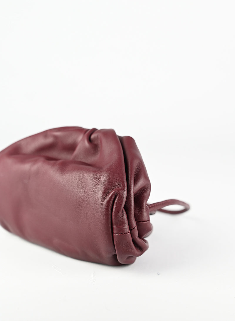 Bottega Veneta Micro Pouch Bordeaux Leather Crossbody Bag for Women - Perfect for Evening Parties, Date Nights & Travel Accessories