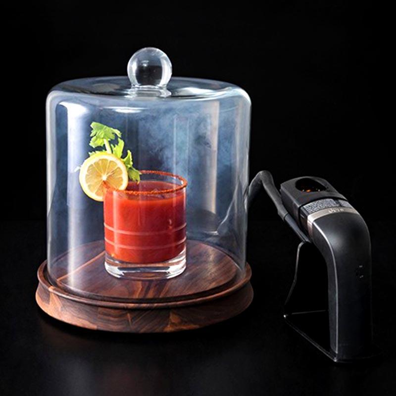 Premium Crafthouse Smoking Cloche with Handheld Smoker - Wooden Dome for Infusing Smoky Flavors into Meats, Cheese & Cocktails | Perfect for BBQ, Home Cooking & Gourmet Entertaining