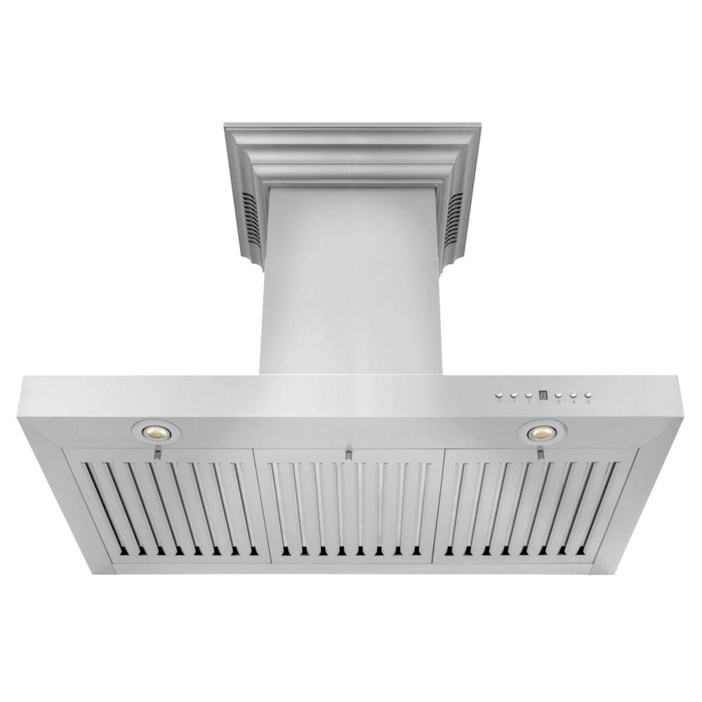 ZLINE Stainless Steel Wall Mount Range Hood with Built-In CrownSound Bluetooth Speakers (KECRN BT) - Perfect for Modern Kitchens & Open-Concept Living Spaces