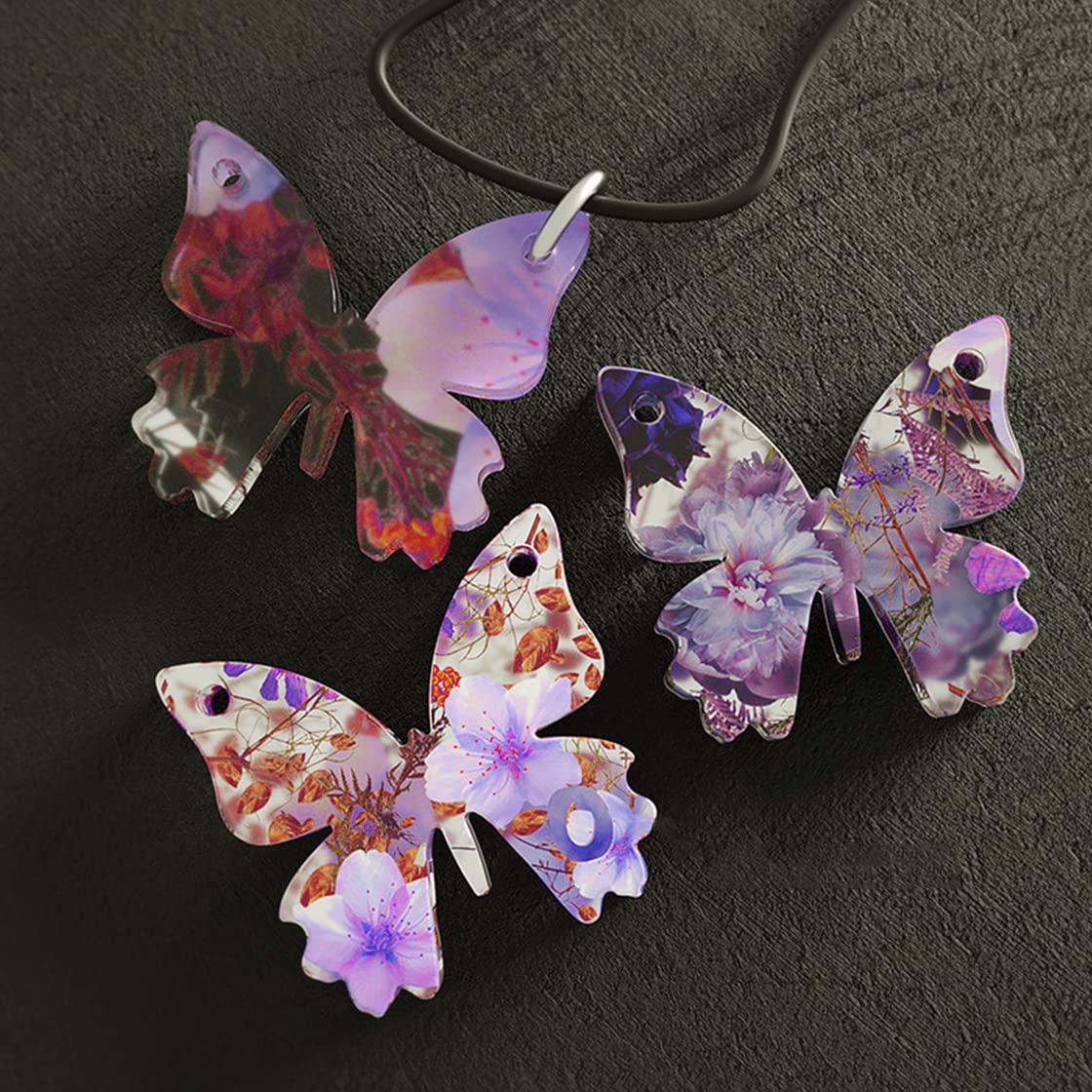 HyzaPhix 2-Piece Butterfly Silicone Resin Molds for Jewelry Making - DIY Keychain, Pendant, Earrings & Necklace Charms with 2 Holes - Perfect for Crafting, Gift Making & Handmade Jewelry Projects (Butterfly Design)