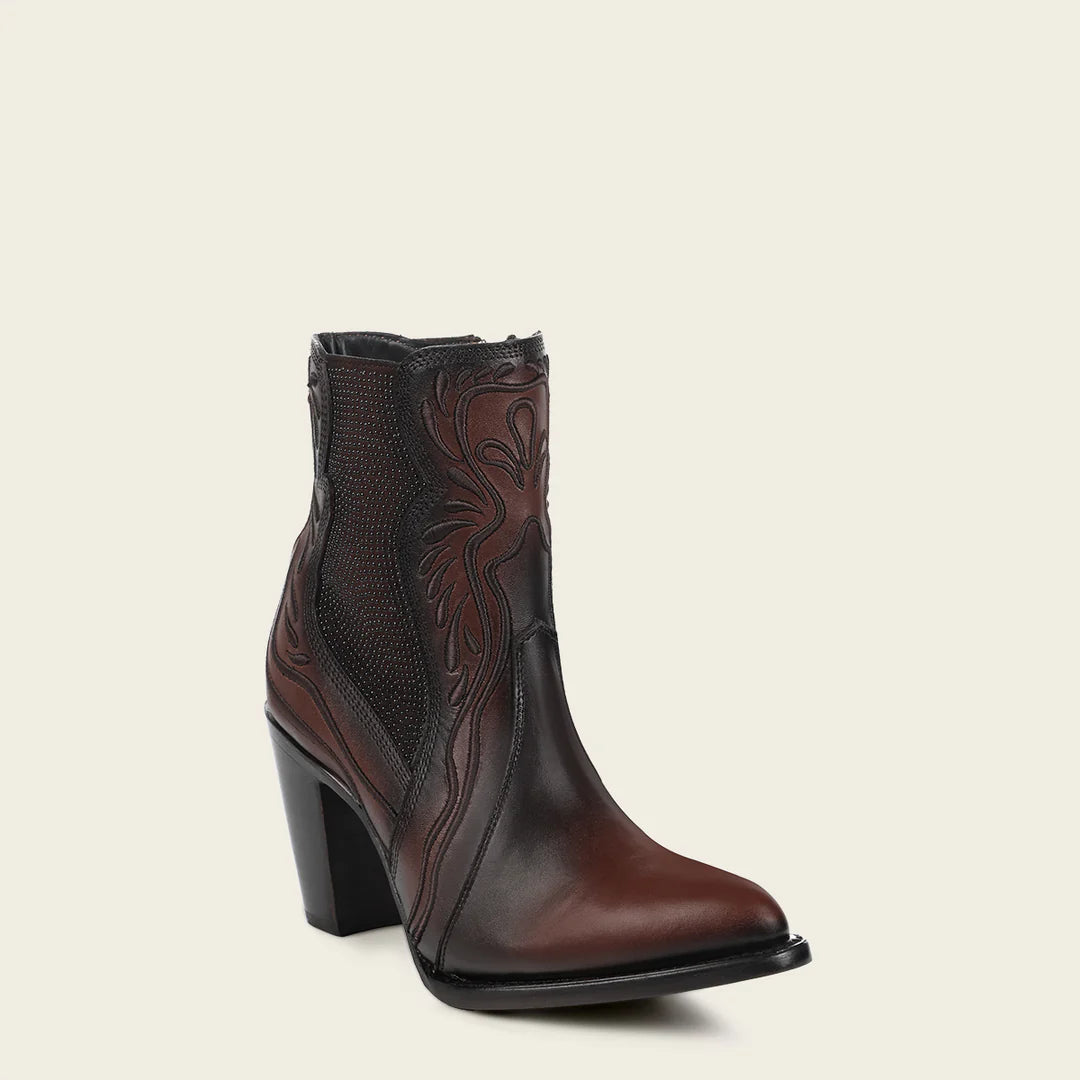 3F0QRS Women's Chocolate Cowhide Ankle Boots - Stylish & Comfortable for Casual Outings, Work & Date Nights