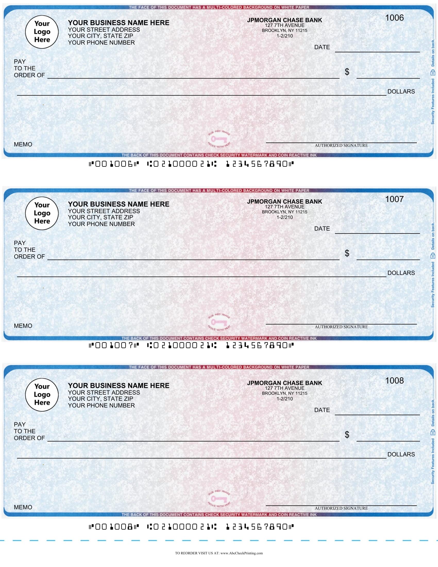 ABC Business Checks Compatible with QuickBooks - 3 Per Page, 300 Checks (Prismatic) | Perfect for Small Business Accounting & Bookkeeping