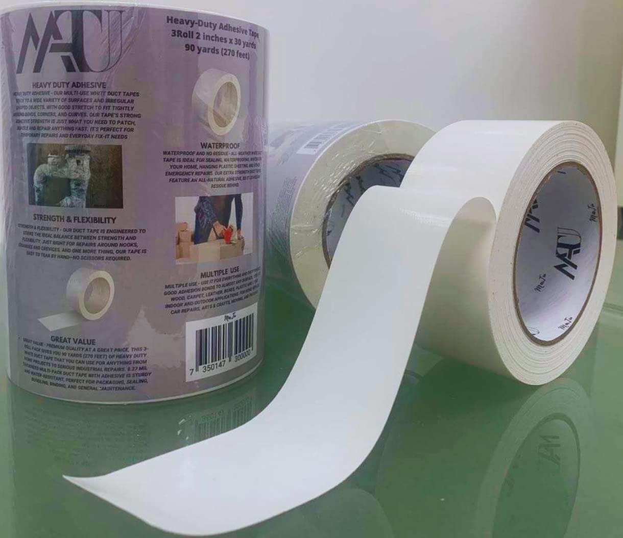 3 Pack Heavy Duty Waterproof Duct Tape - 2 Inches x 30 Yards, White Duck Tape for Outdoor Use, Repairs, Sealing & Crafting - Ideal for Camping, Plumbing, Home DIY Projects & Emergency Fixes