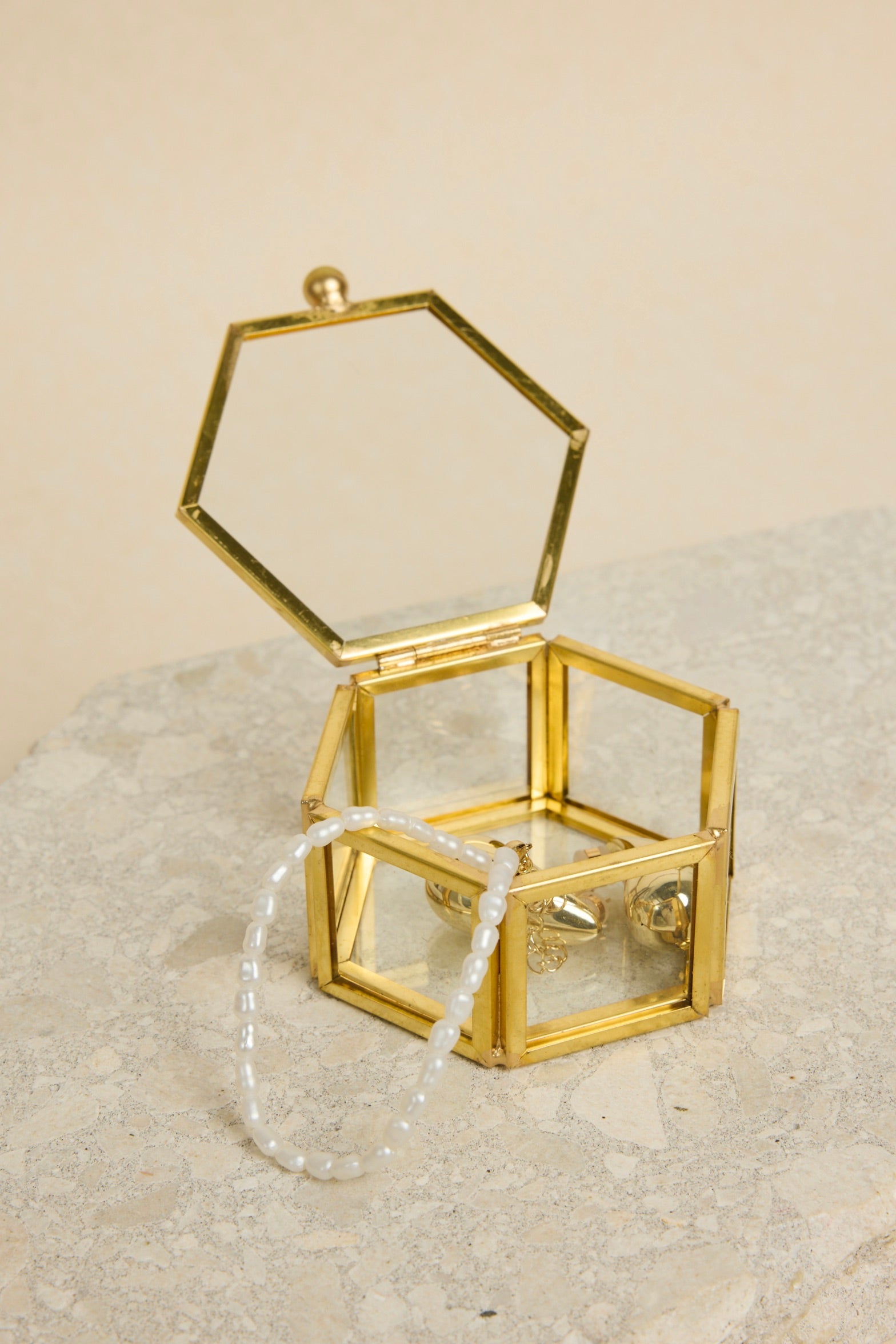 Elegant Small Hexagonal Jewelry Box with Gold Trim - Perfect for Organizing Rings, Earrings & Necklaces | Gift for Her, Home Decor & Wedding Favors
