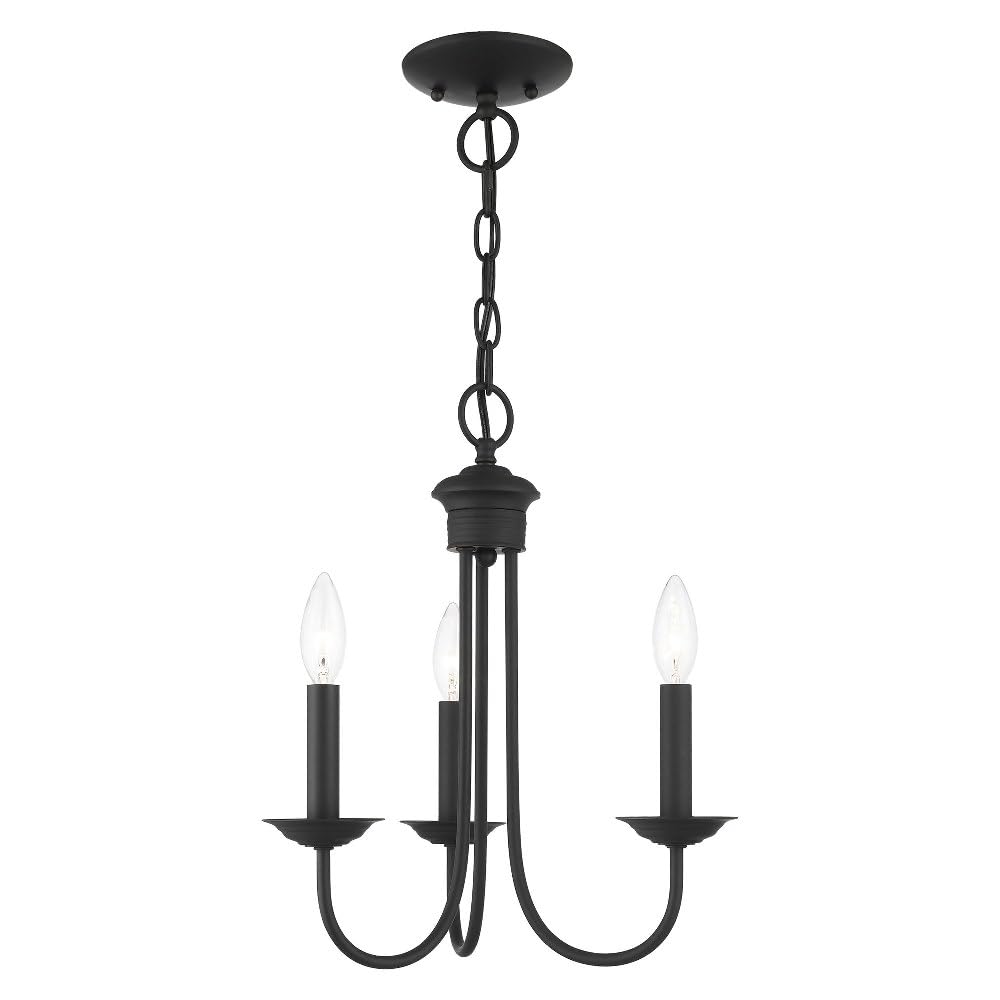 Livex Lighting 42683-04 Black Steel 3-Light Chandelier - Modern Ceiling Light Fixture for Living Room, Bedroom, Dining Room & Home Decor | Dimmable Hanging Light for Indoor Spaces