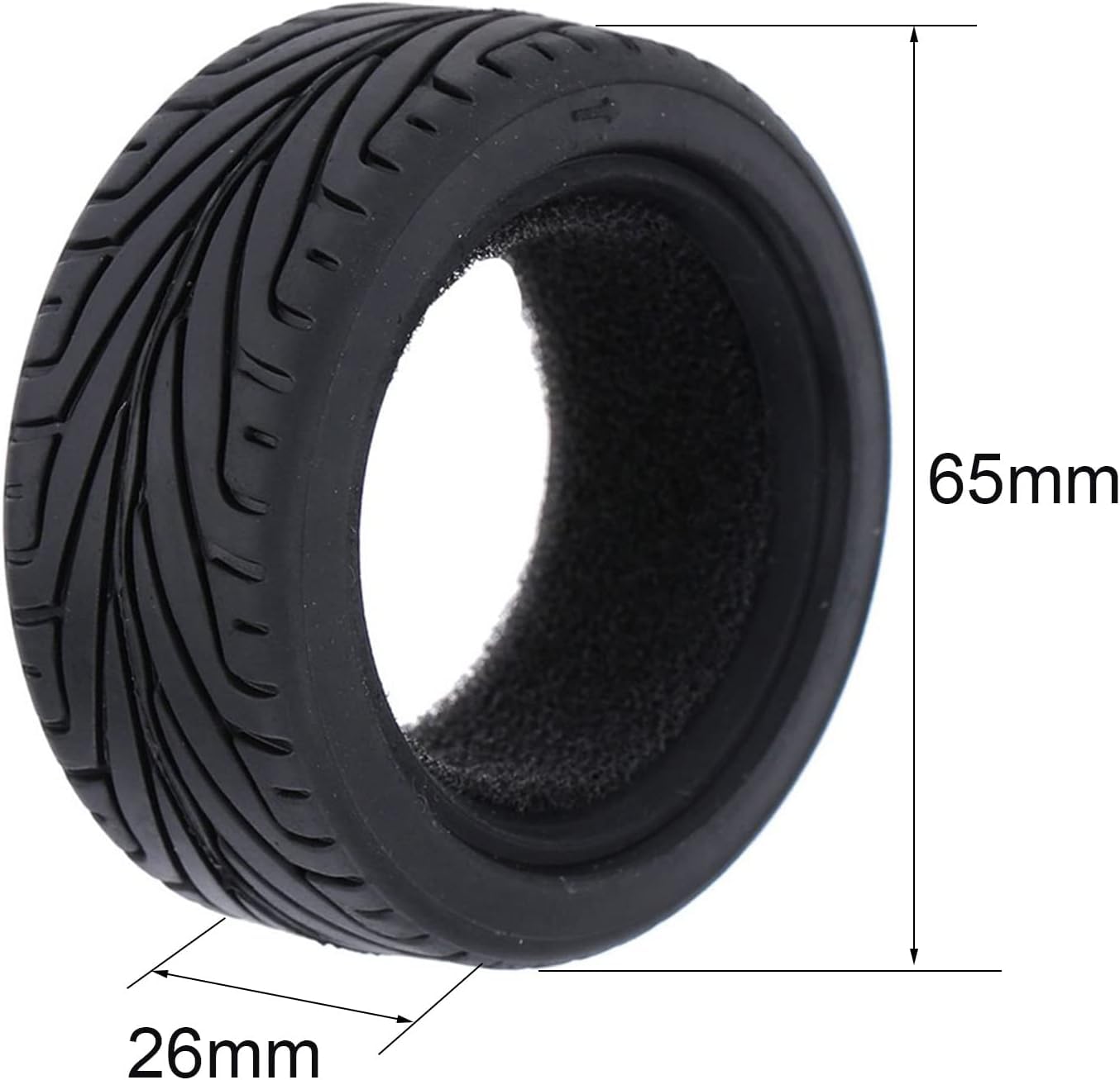 SUAVER 4PCS 1/10 RC Rubber Tires 65mm for HSP HPI Kyosho Tamiya On Road Touring Racing Car - Black | Perfect for RC Car Racing, Drifting & Track Competitions