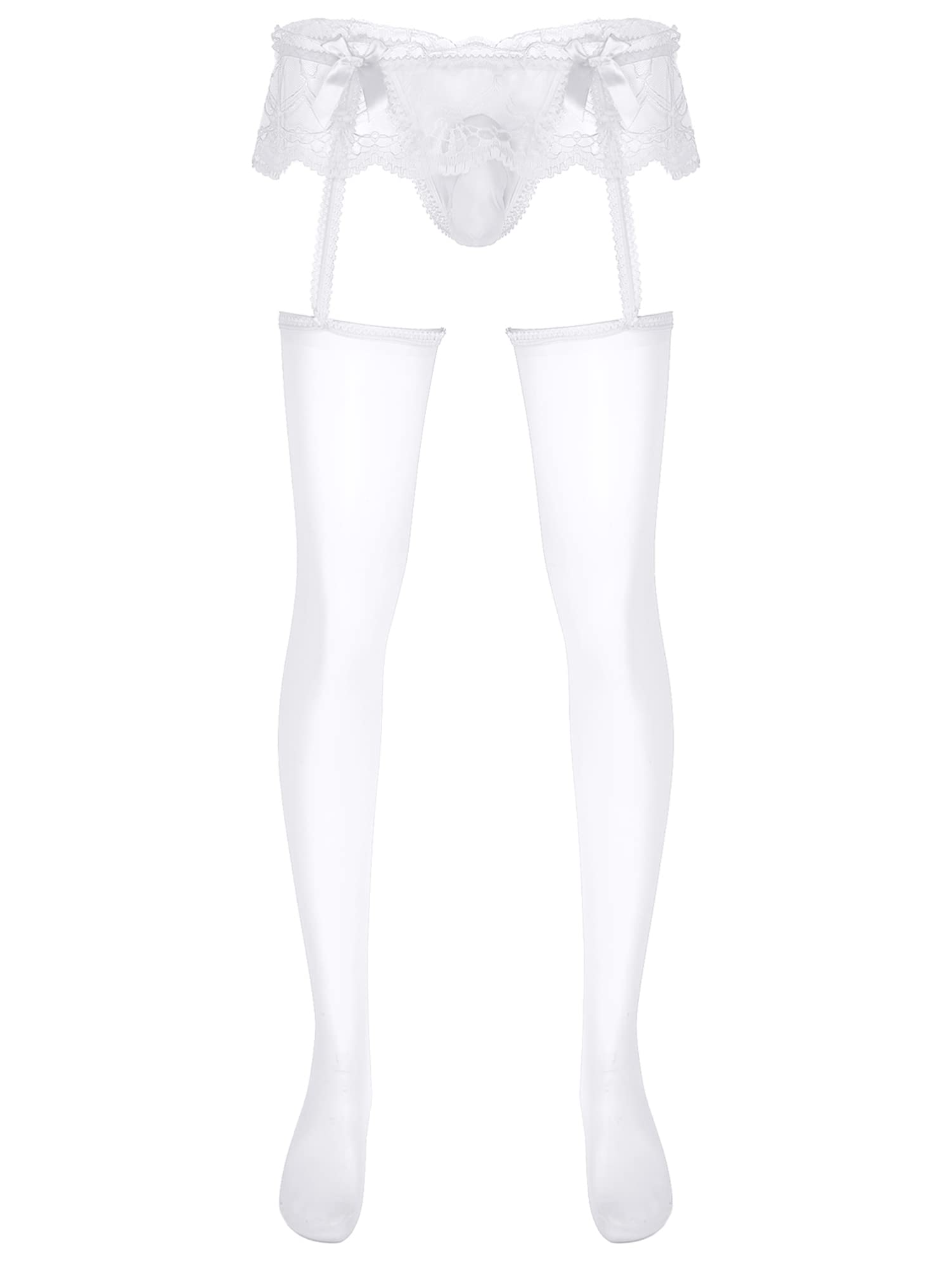 Sexy Men's Lingerie Set with Garter Belt & Sheer Pantyhose - Silk Stockings & Transparent Tights for Sensual Wear - Perfect for Valentine's Day, Role Play and Intimate Moments