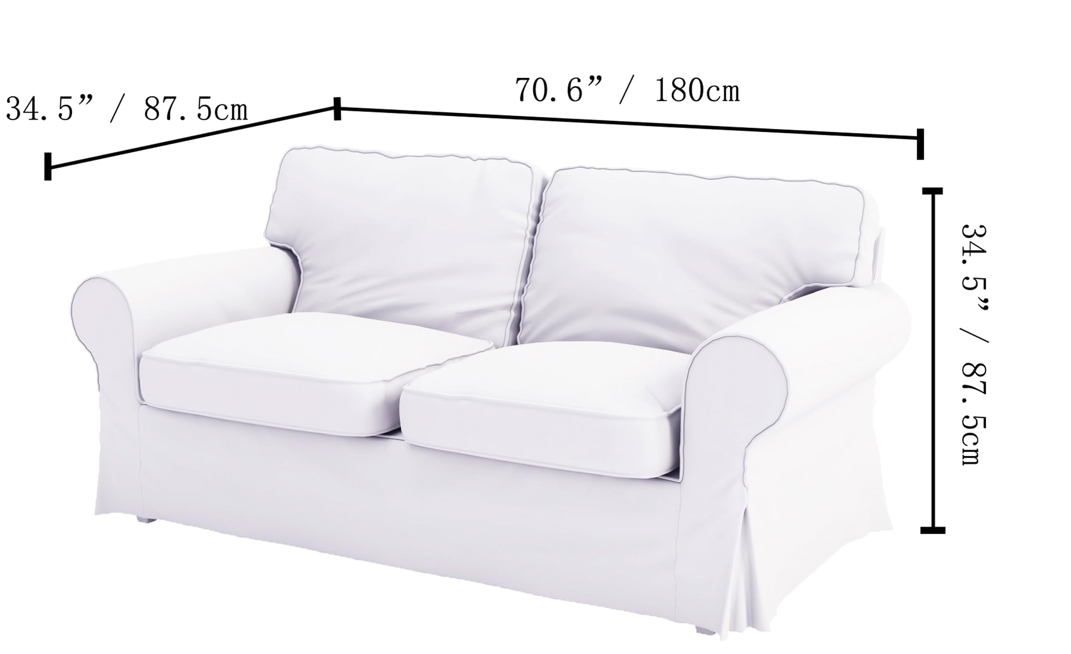 PU Leather Brown IKEA Ektorp Loveseat Sofa Cover Replacement - Compatible with Ektorp Loveseat | Durable & Easy to Clean Sofa Protector for Living Room, Office, Dorm