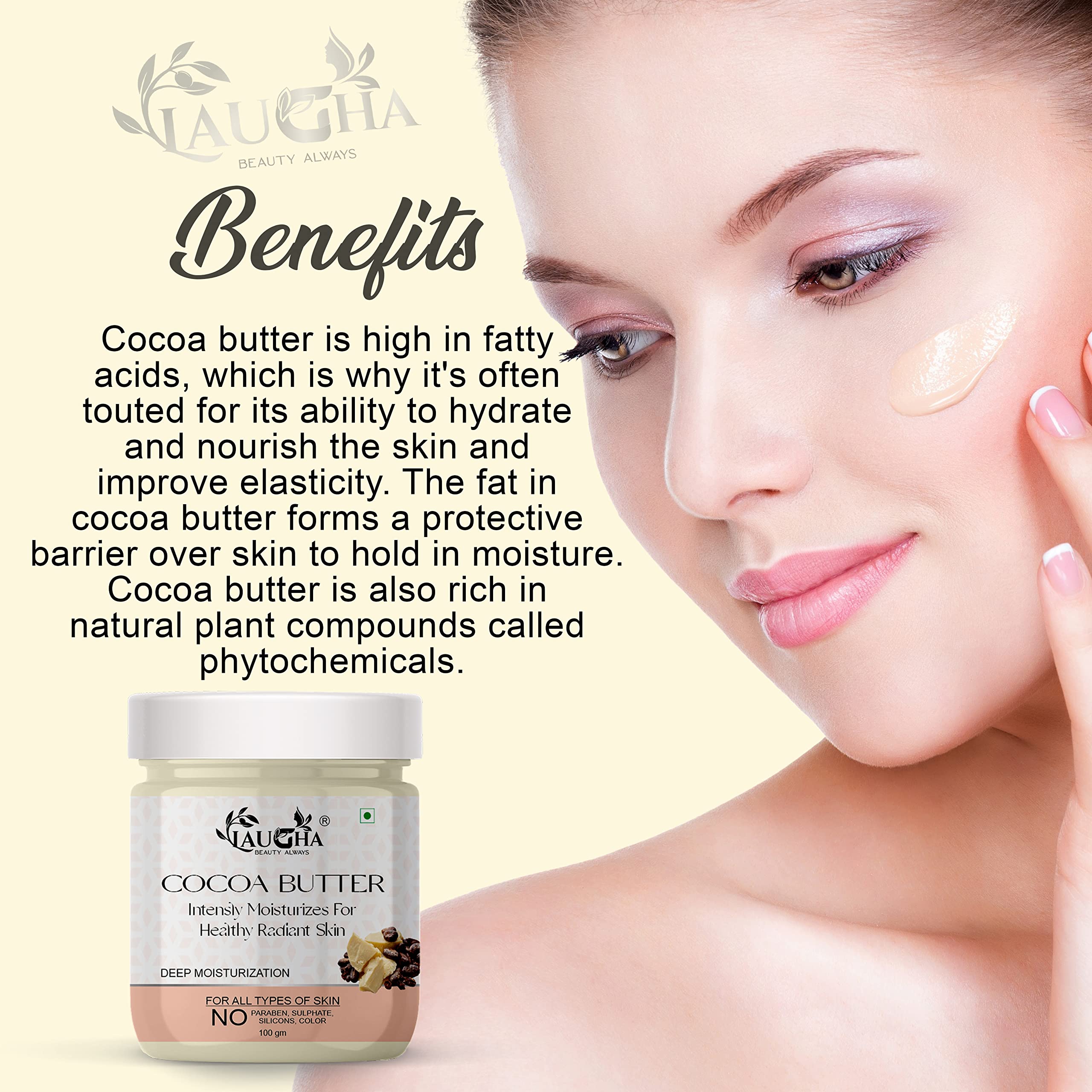 100% Organic Raw Unrefined African Cocoa Butter - Natural Skin & Body Moisturizer - 3.5 oz (100g) Jar - Perfect for Dry Skin Care, Stretch Marks & DIY Beauty Recipes