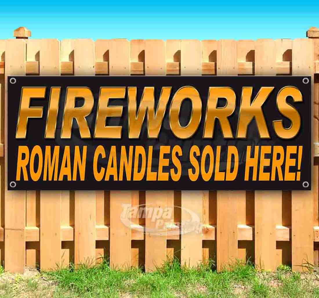 Premium 13 oz Heavy-Duty Vinyl Fireworks Candles Banner - Single-Sided with Metal Grommets | Durable Non-Fabric Sign for Parties, Celebrations & Events