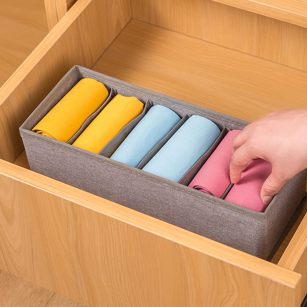 Qozary 3 Pack Collapsible Drawer Organizer Dividers - Underwear, Socks, Lingerie, Tie & Belt Storage Box for Closet, Cabinet & Bedroom Organization - Perfect for Baby Clothes & Home Storage Solutions