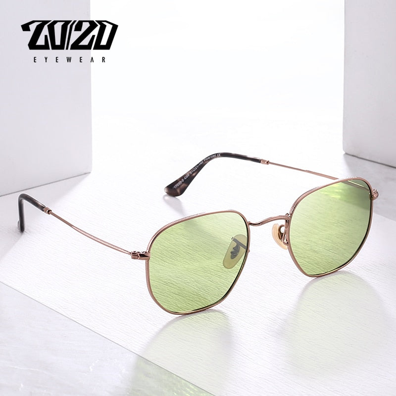 20/20 Polarized Square Metal Unisex Sunglasses - UV400 Protection, Lightweight & Durable Frame - Perfect for Driving, Outdoor Sports & Beach Vacations