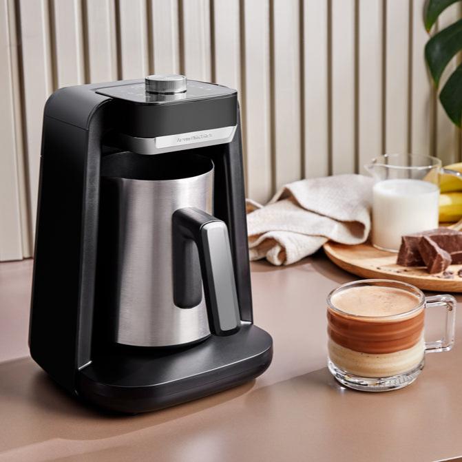 Arzum Okka Rich Spin Pro Turkish Coffee Maker - 120V Electric Milk Frother & Velvetiser for Hot Beverages - 5 Cup Stainless Steel Pot - Perfect for Home, Office & Cafe Use