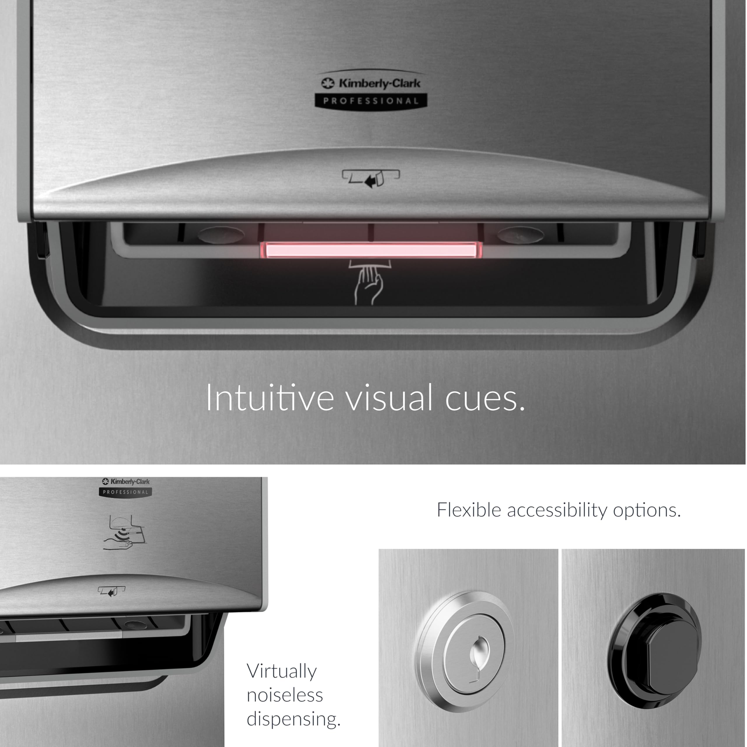 ICON Automatic Roll Towel Recessed Dispenser with Trim Panel (53699) - Stainless Steel Commercial Restroom Solution - Module Sold Separately (Qty 1) for Office, Hotel & Public Washroom Hygiene