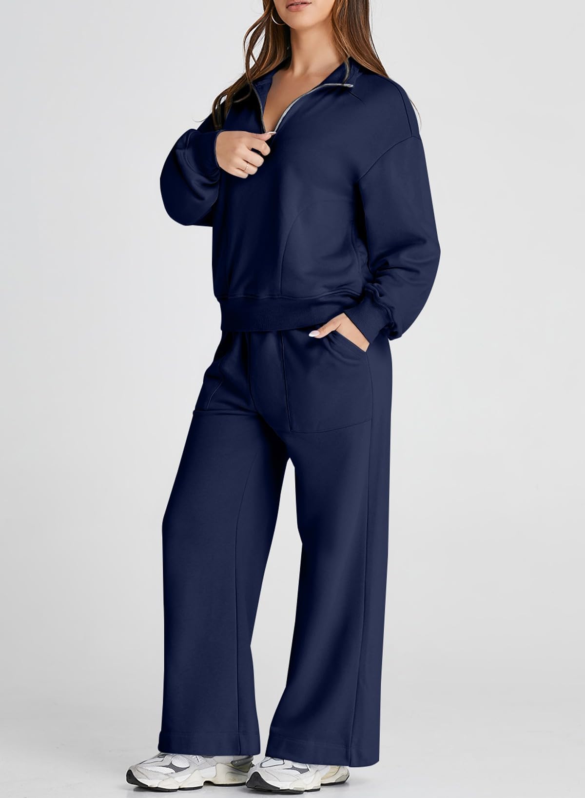 Herseas Women's 2-Piece Zip Up Sweatsuit Set - Casual Wide Leg Lounge Tracksuit Outfit for Women | Perfect for Yoga, Running Errands & Relaxing at Home