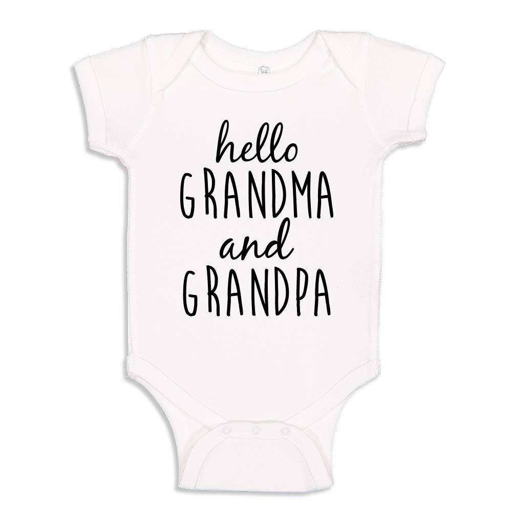 Hello Grandma & Grandpa Baby Bodysuit - Cute Pregnancy Announcement Outfit for New Grandparents - Perfect for Gender Reveals & Family Photo Shoots