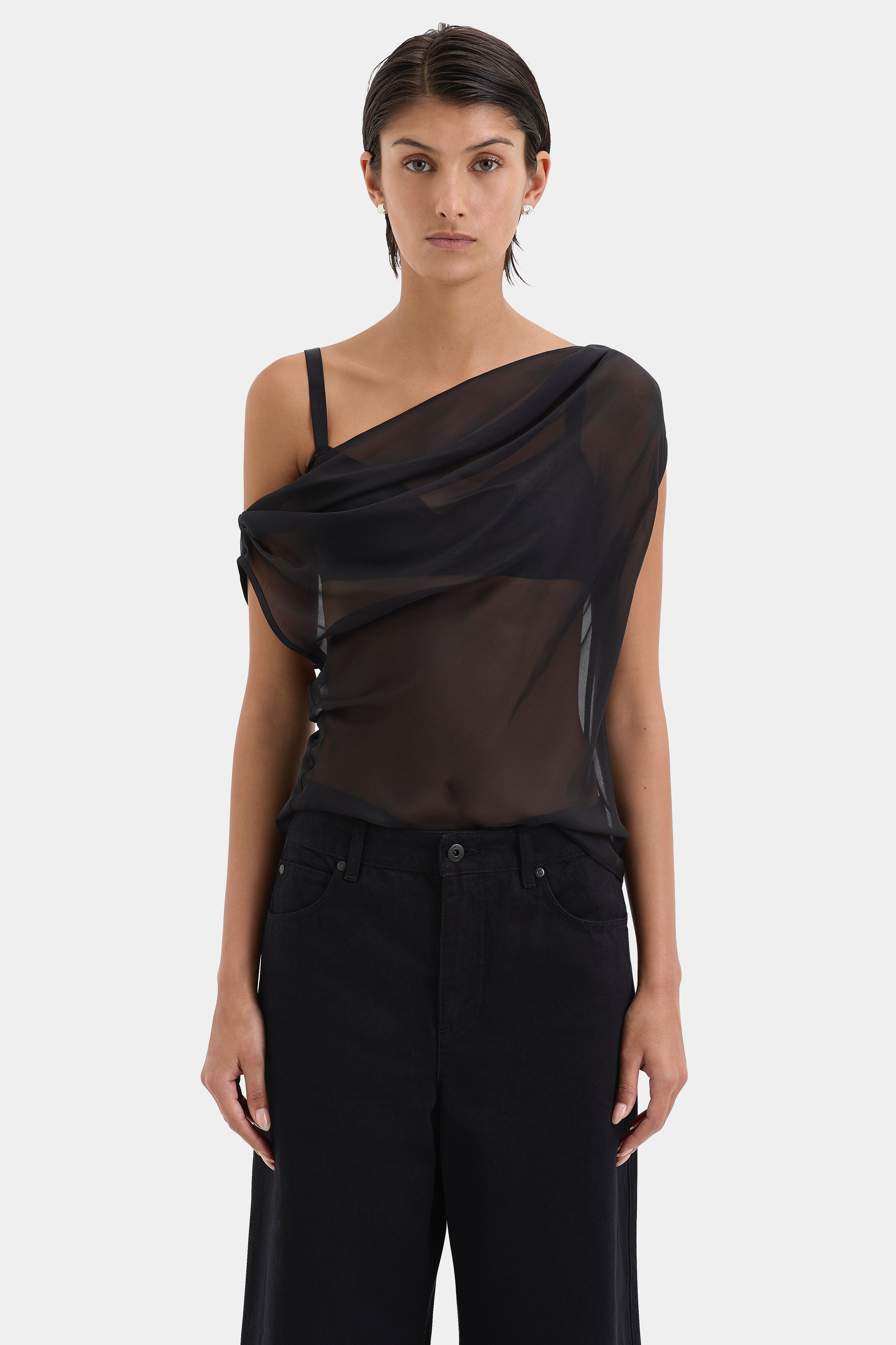 Black Strobe Cowl Top for Women - Trendy Long Sleeve Turtleneck Sweater for Fall & Winter | Perfect for Casual Outfits, Layering, and Office Wear