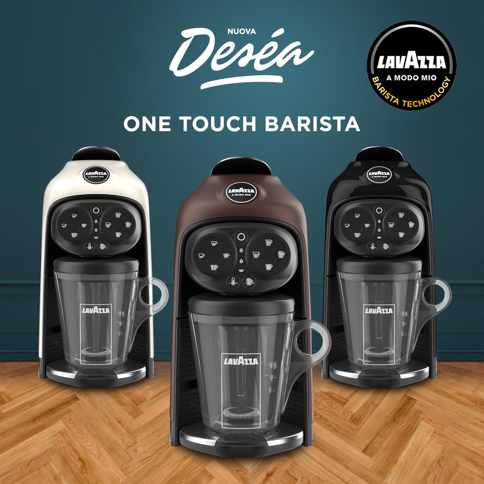 Lavazza A Modo Mio Deséa Coffee Capsule Machine - Compatible with A Modo Mio Pods, Touch Screen, Auto Shut-Off, Dishwasher Safe, 1500W (220-240V) - Perfect for Home & Office Espresso Brewing