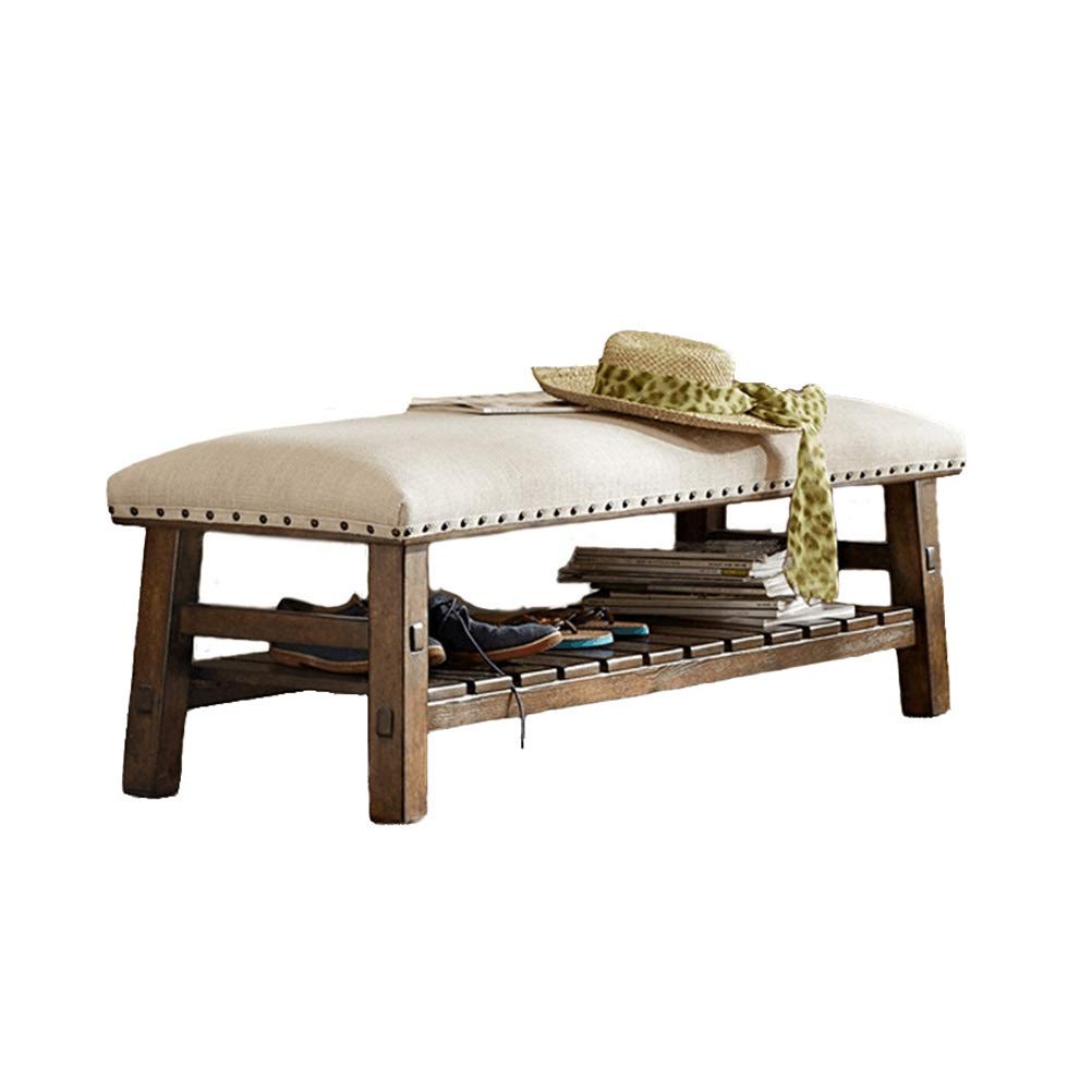 Ultra Narrow Wooden Shoe Bench with Storage - Long Entryway Stool for Shoes, Shoe Rack, and Sitting - Perfect for Bedroom, Porch, or Hallway - Beige Color - Space-Saving Shoe Organizer for Small Spaces