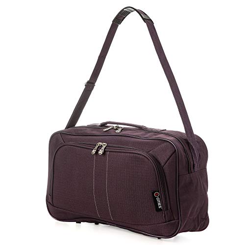 16 Inch Carry On Duffle Bag for Travel - Lightweight 19L Flight Approved Hand Luggage, Perfect as 2nd Bag or Underseat Personal Item (Plum) - Ideal for Weekend Trips, Gym & Business Travel