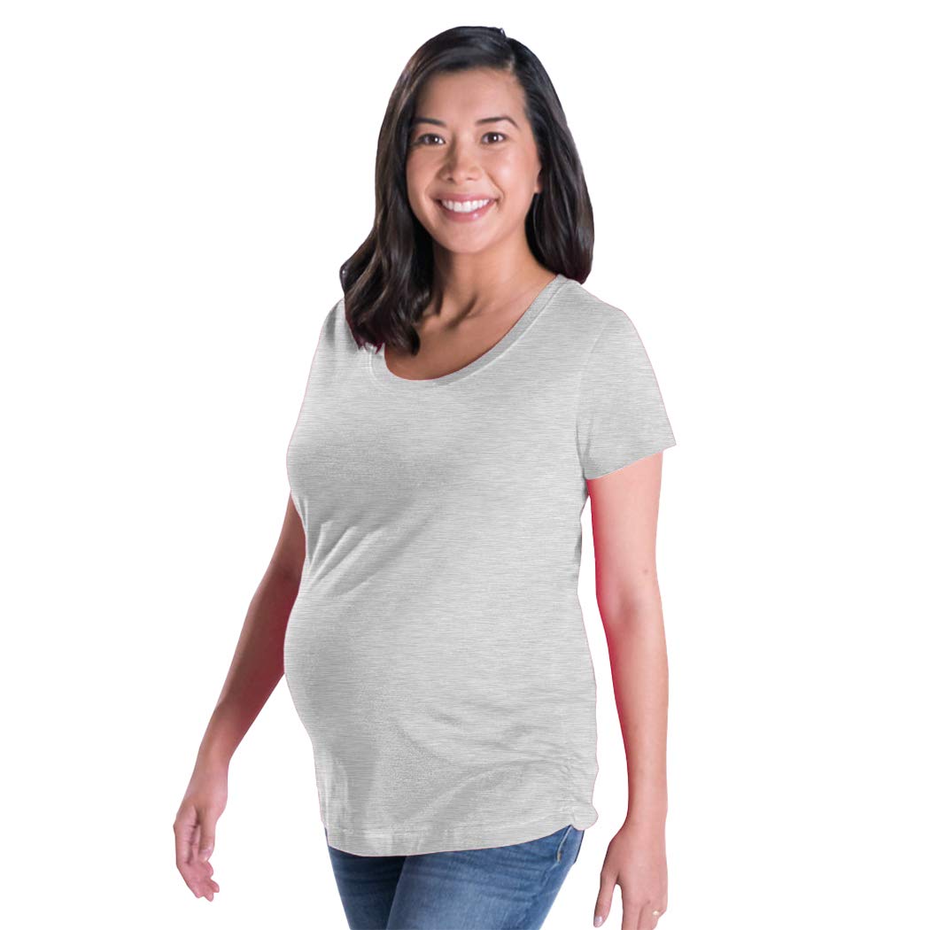 Pregnancy Side Ruched Maternity T-Shirt - Comfortable Stretchy Fitted Top for Expecting Moms - Perfect for Everyday Wear, Baby Showers & Maternity Photos