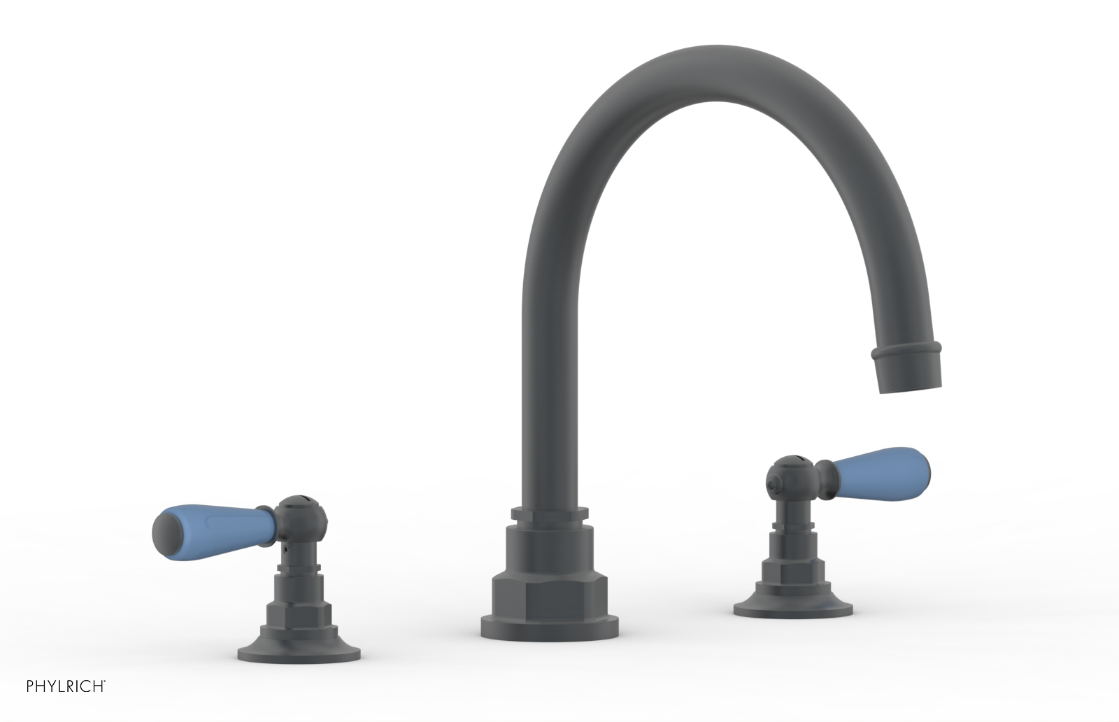 Jamestown Deck Tub Set with Lever Handles - Light Blue Accented Bathroom Sink for Modern Homes (165-41) | Perfect for Guest Bathrooms, Powder Rooms & Coastal Style Decor