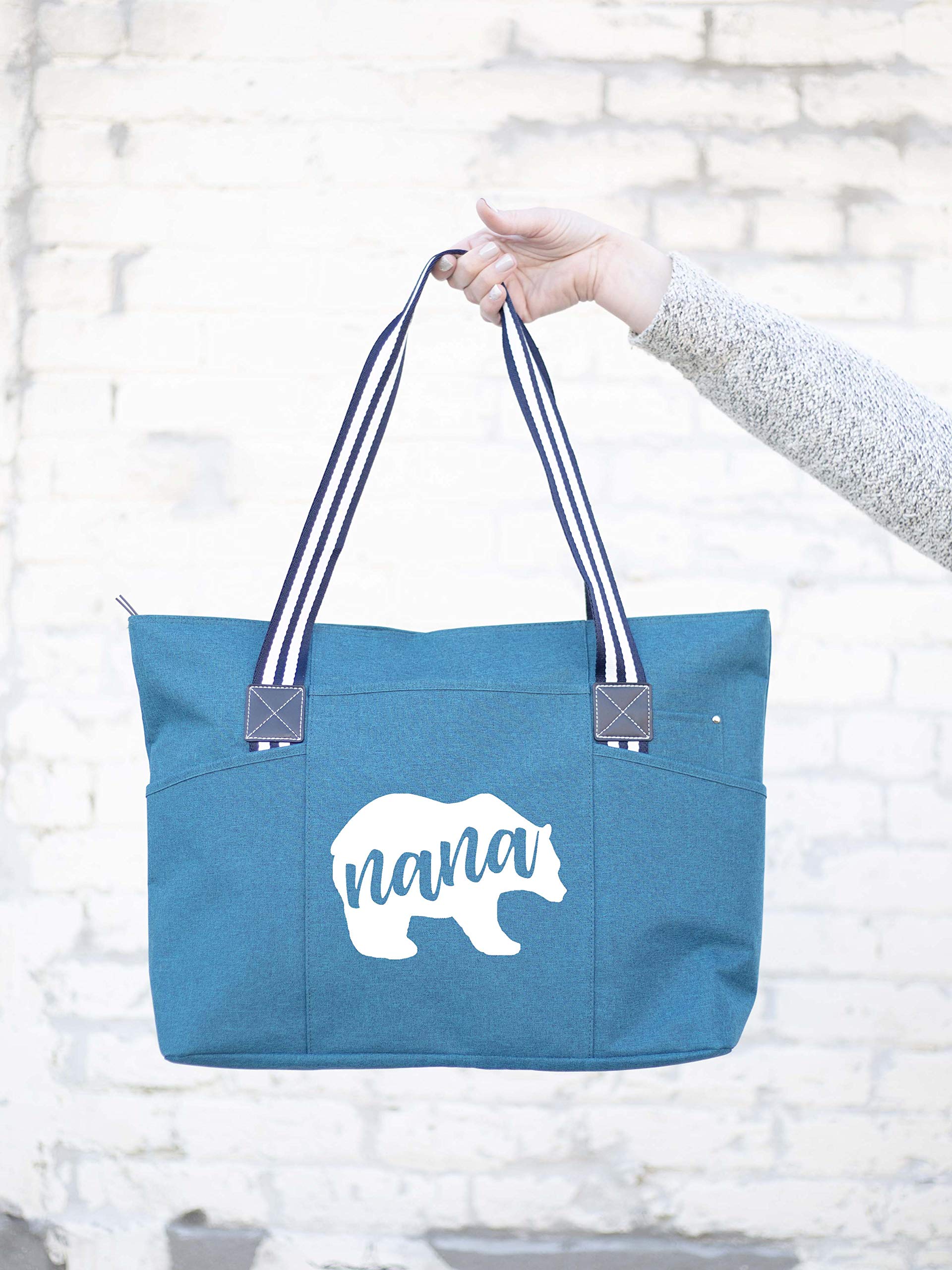 Sturdy Canvas Tote Bag for Grandma with Zipper & Pocket - Perfect for Shopping & Daily Use