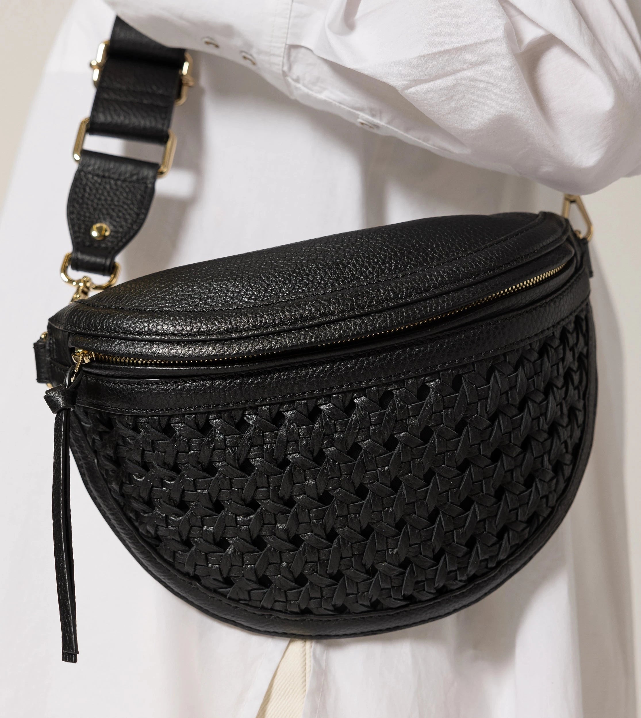 Doris Weave Crossbody Bag for Women - Stylish Black Leather Shoulder Purse - Perfect for Daily Use, Travel, and Shopping