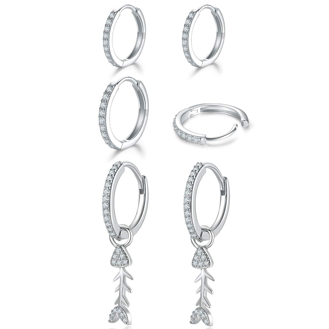 925 Sterling Silver Hoop Earrings for Women - 3 Pairs Hypoallergenic Lightweight Hoop Earrings Set (6/8/10/12mm) | Cartilage, Helix, Lobe Piercing Jewelry for Women, Men & Teens | Everyday Wear, Gift Giving & Special Occasions