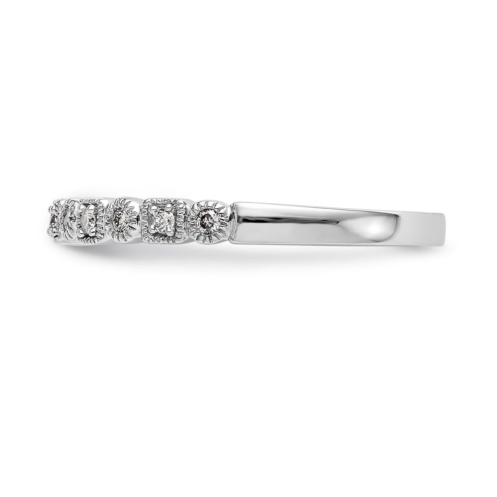 14K White Gold Diamond Band Ring for Women - 0.09Ct Round Cut Solitaire Wedding Ring, Anniversary Gift, Stackable Ring for Everyday Wear