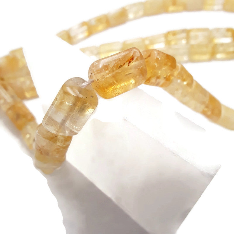 Natural Citrine Smooth Triangle Tube Beads 10x15mm - 15.5 Inch Strand for Jewelry Making, DIY Bracelets & Necklaces - Healing Crystal Beads for Positive Energy & Creativity