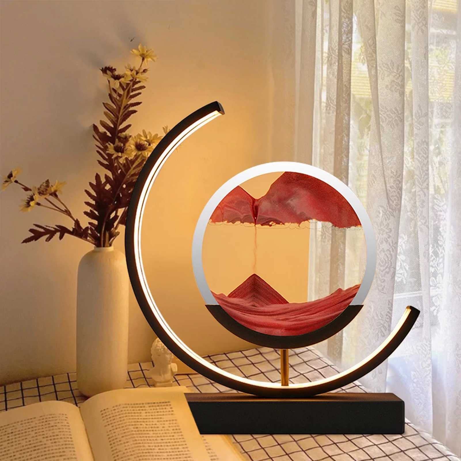 360° Rotating Moon Lamp with Remote Control - 3D Scenery Night Light, Quicksand Painting Table Lamp for Bedroom, Desk & Bedside | Perfect for Relaxation, Meditation & Home Decor