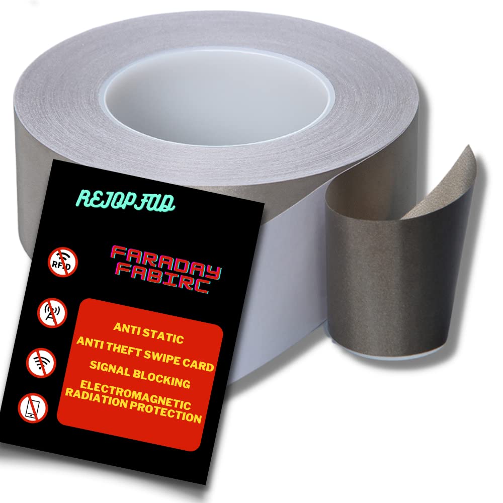 Nickel Copper Faraday Tape - 20ft EMI Shielding Conductive Fabric Tape for RFID Blocking, Electrical Repairs & Faraday Cage Construction (2.5 Inch Wide) - Perfect for Home Security, Electronics Protection & Signal Isolation Projects