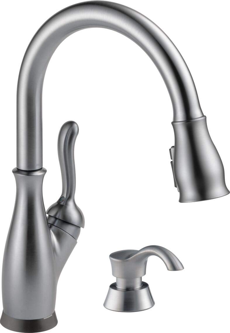 DELTA Faucet Leland Single-Handle Touch Kitchen Faucet with Pull Down Sprayer - Touch2O Technology, Magnetic Docking Spray Head & Soap Dispenser in Arctic Stainless Finish | Perfect for Modern Kitchens & Easy Cooking Cleanup