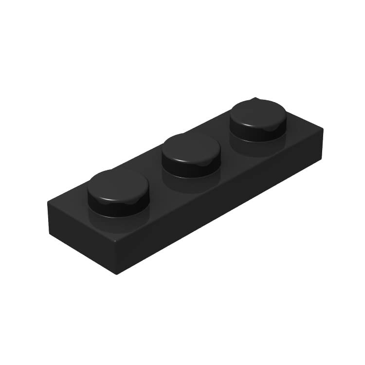 100-Piece Classic Black Lego-Compatible 1x3 Building Plates Bulk Set - Flat Base Plates for LEGO Creations, MOC Models & DIY Projects - Perfect for Construction, Architecture & Creative Play