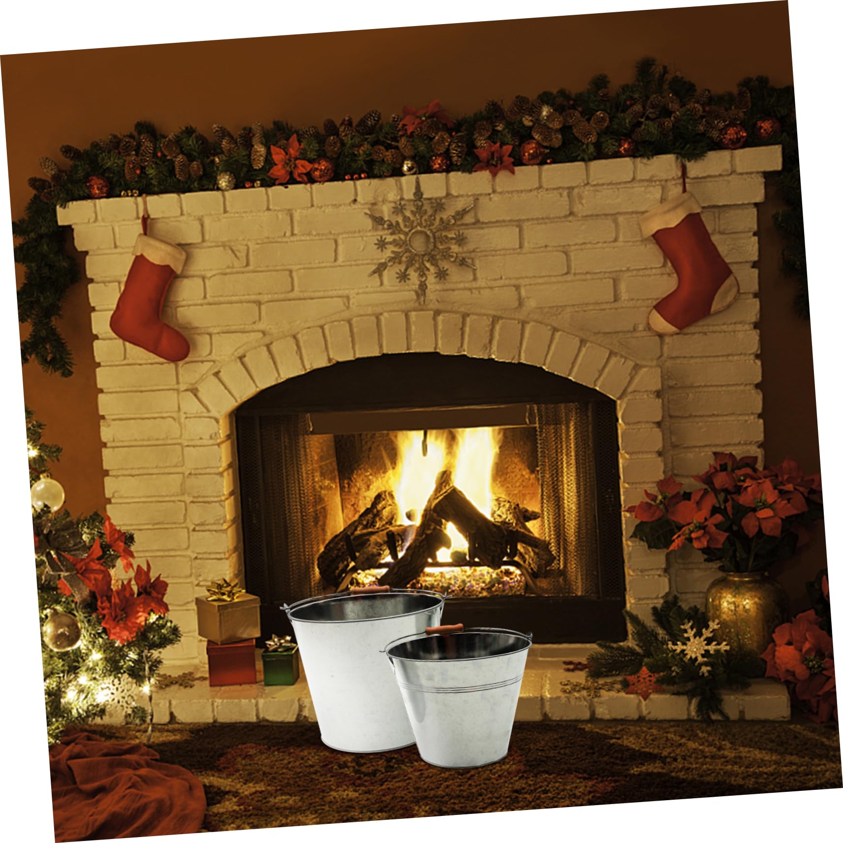 IMIKEYA Multifunctional Iron Storage Bucket Set - Kitchen & Restaurant Ash Bin with Lid, Perfect for Food Storage, Waste Disposal & Outdoor Camping Use